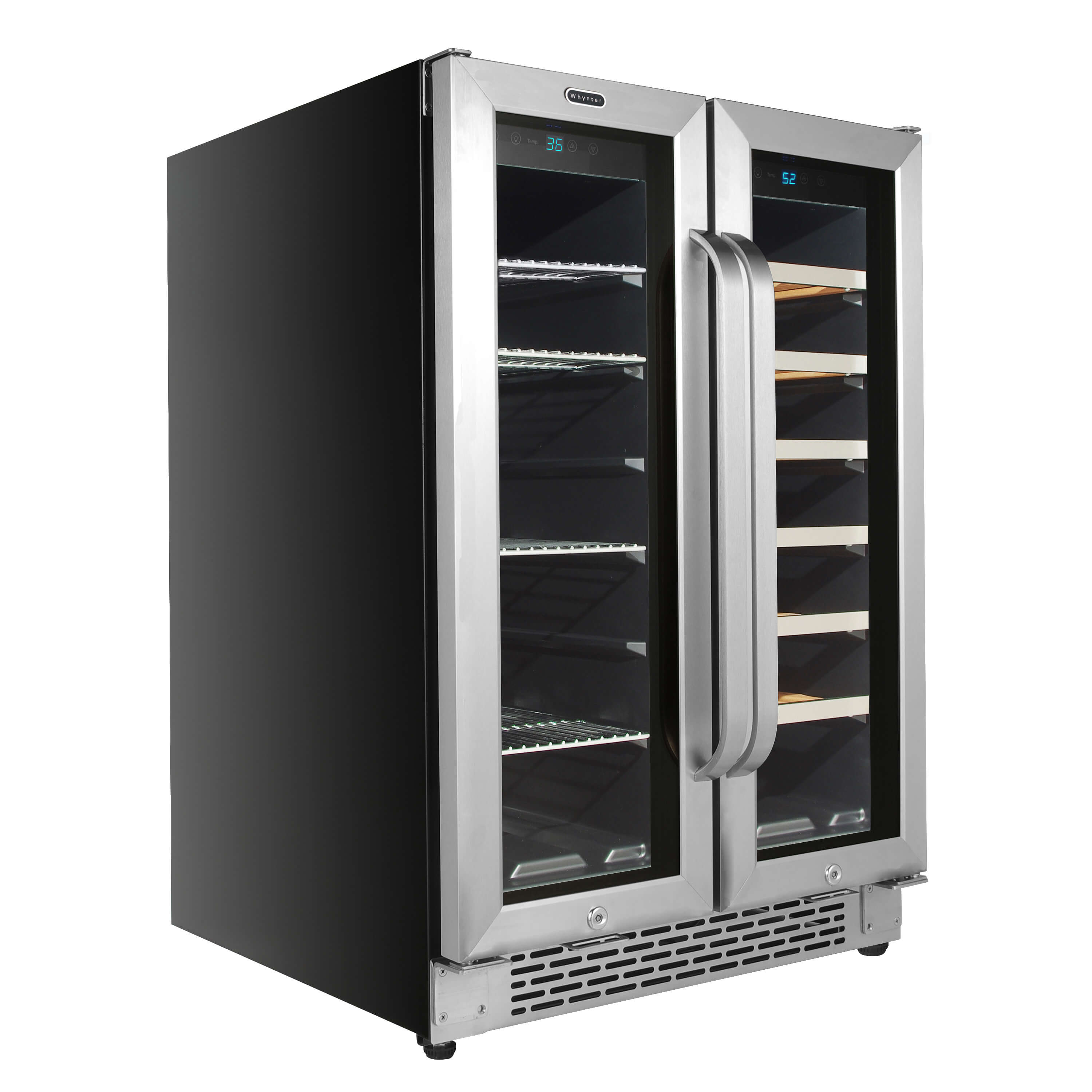 Whynter - 24" 20-Bottle/60 Can Dual-Zone French Door Wine & Beverage Center (BWB-2060FDS)