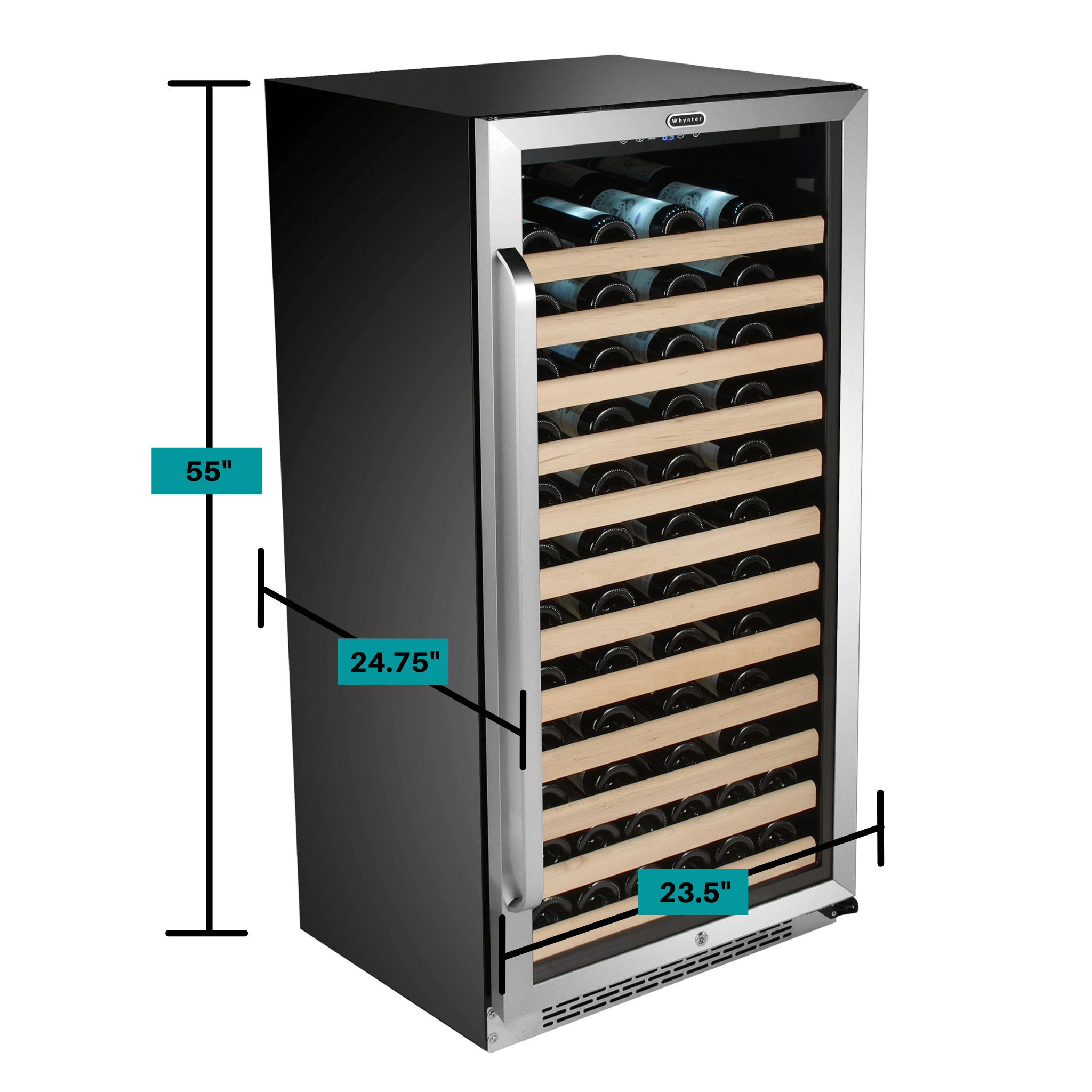 Whynter - 24" 100-Bottle Single-Zone Wine Cooler w/ Rack & LED Display (BWR-1002SD)