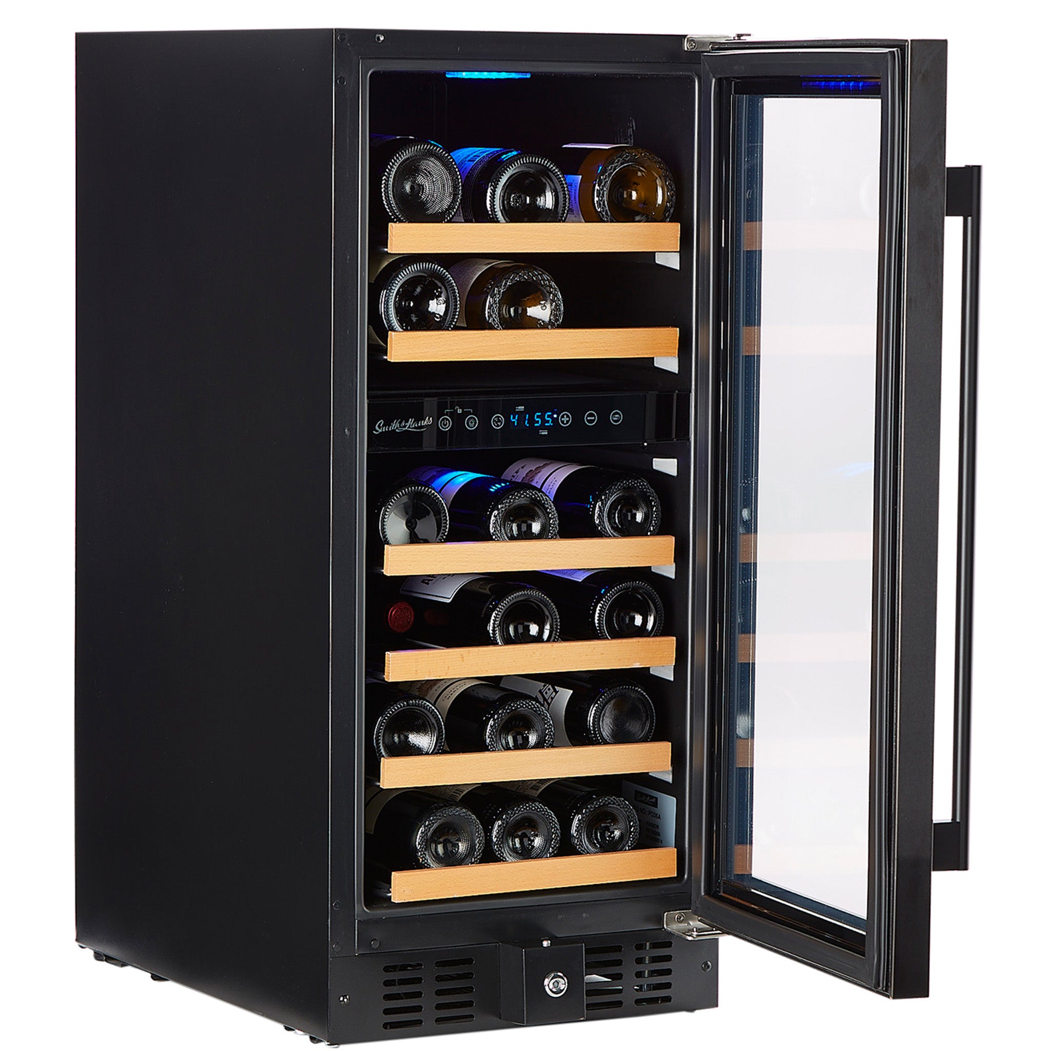 Smith & Hanks - 15" 32 Bottle Dual Zone Black Stainless Steel Under Counter Wine Cooler (RE55006)