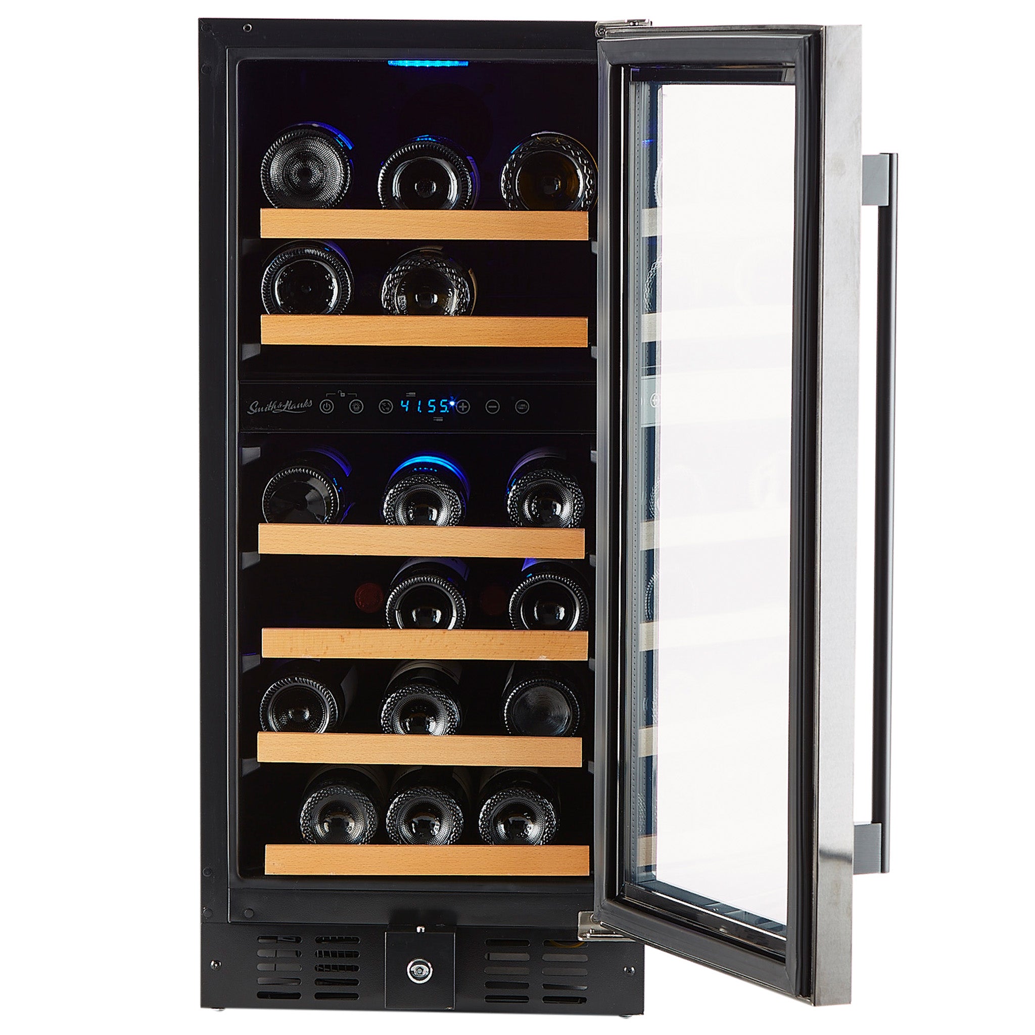 Smith & Hanks - 15" 32 Bottle Dual Zone Black Stainless Steel Under Counter Wine Cooler (RE55006)