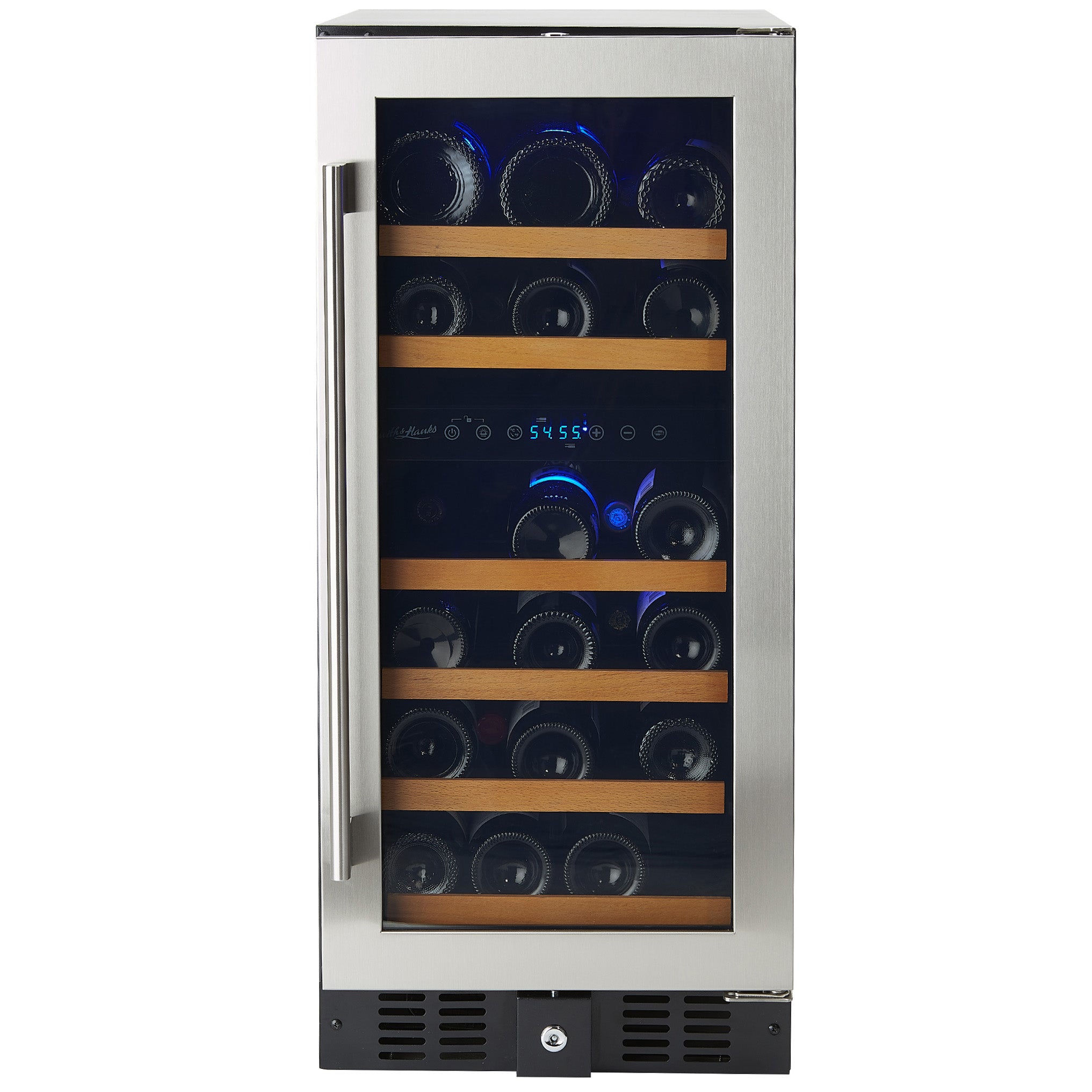 Smith & Hanks - 15" 32 Bottle Dual Zone Under Counter Wine Cooler with Premium Seamless Stainless Steel Trim Door (RE100061)