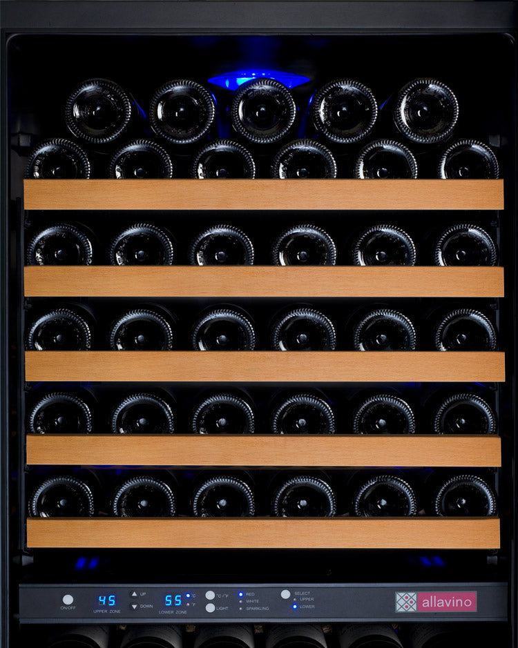 Allavino - 24" Wide 172 Bottle Dual-Zone FlexCount II Tru-Vino Black Wine Cooler (AO VSWR172)