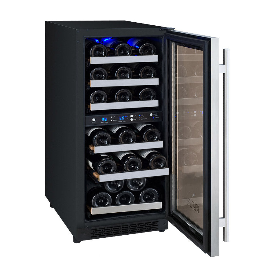 Allavino - 15" 30-Bottle Dual-Zone Stainless Steel Wine Cooler (AO VSWR30-2SR20) - FlexCount II Tru-Vino Technology