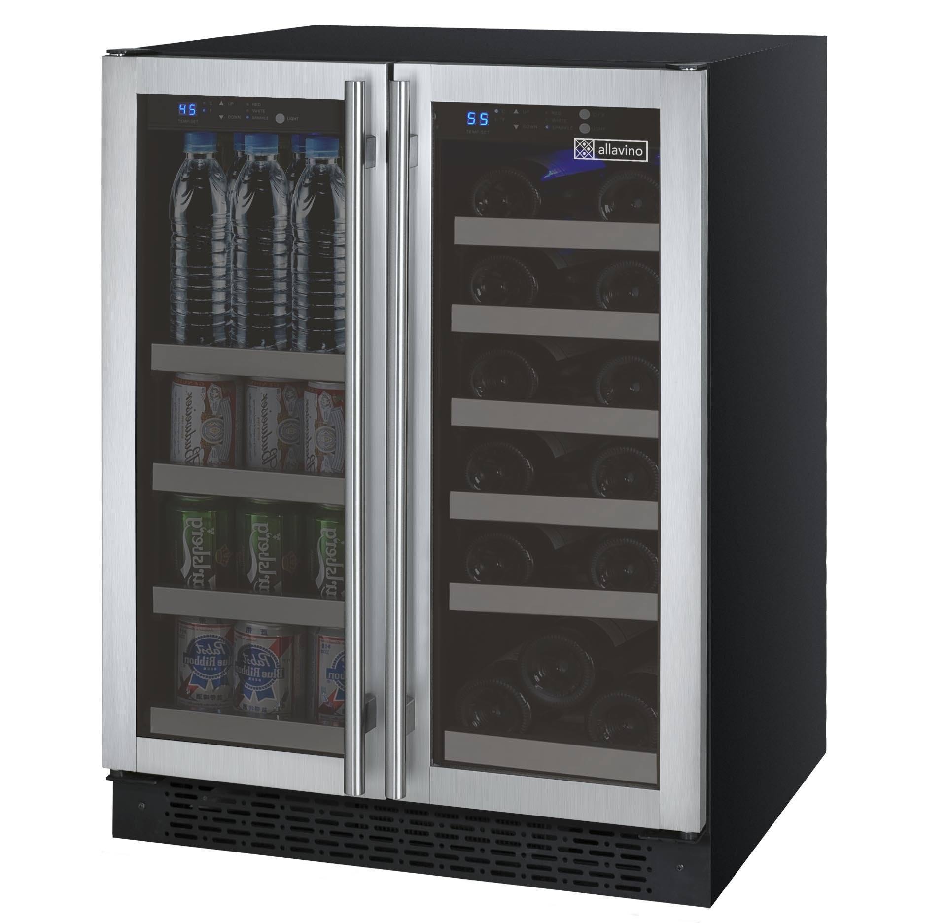 Allavino - 24" Wide 18 Bottles/66 Cans Dual Zone FlexCount II Tru-Vino Wine and Beverage Center in Stainless Steel (AO VSWB-2SF20) Wine Cooler Allavino 