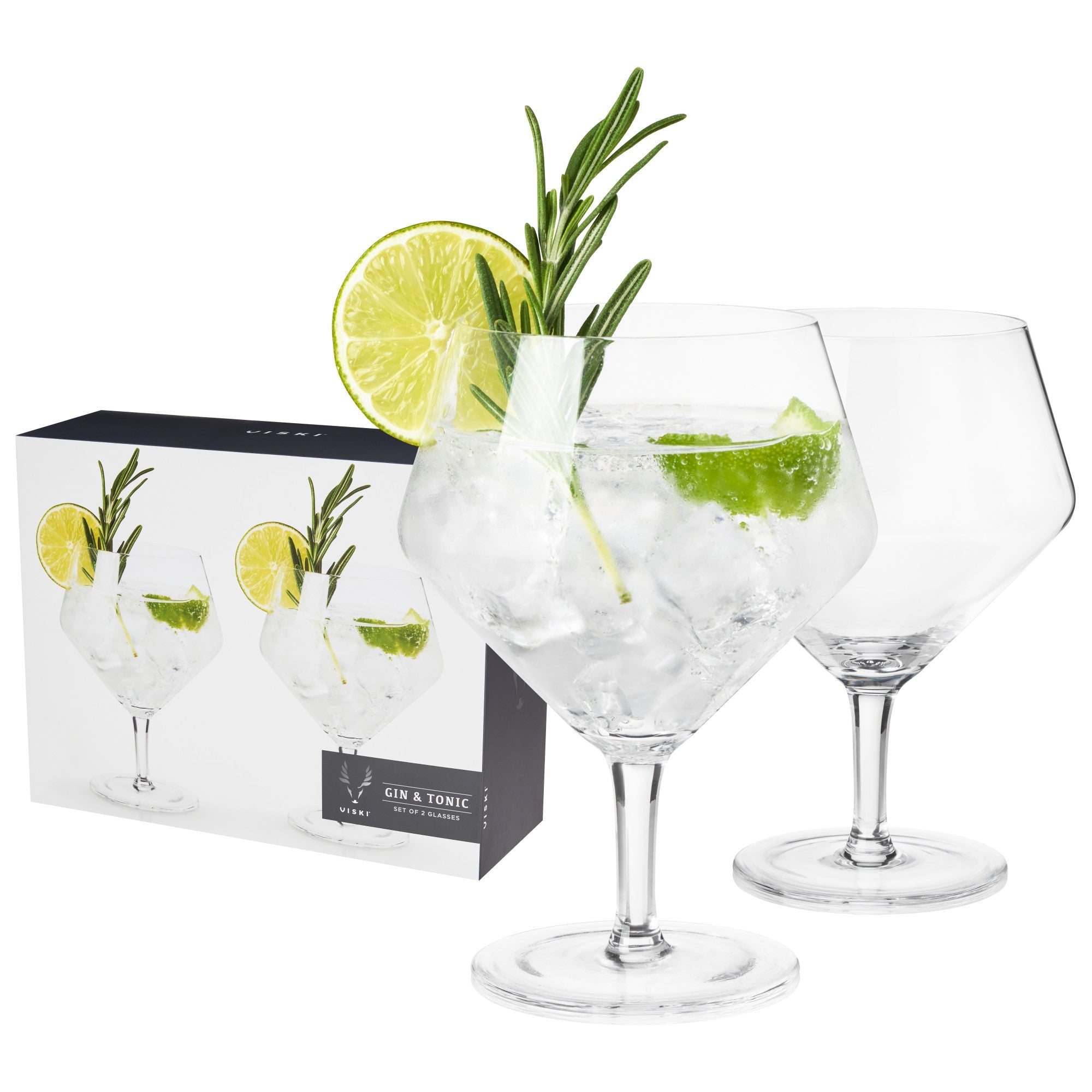 Angled Crystal Gin & Tonic Glasses by Viski® (9418) Drinkware Viski