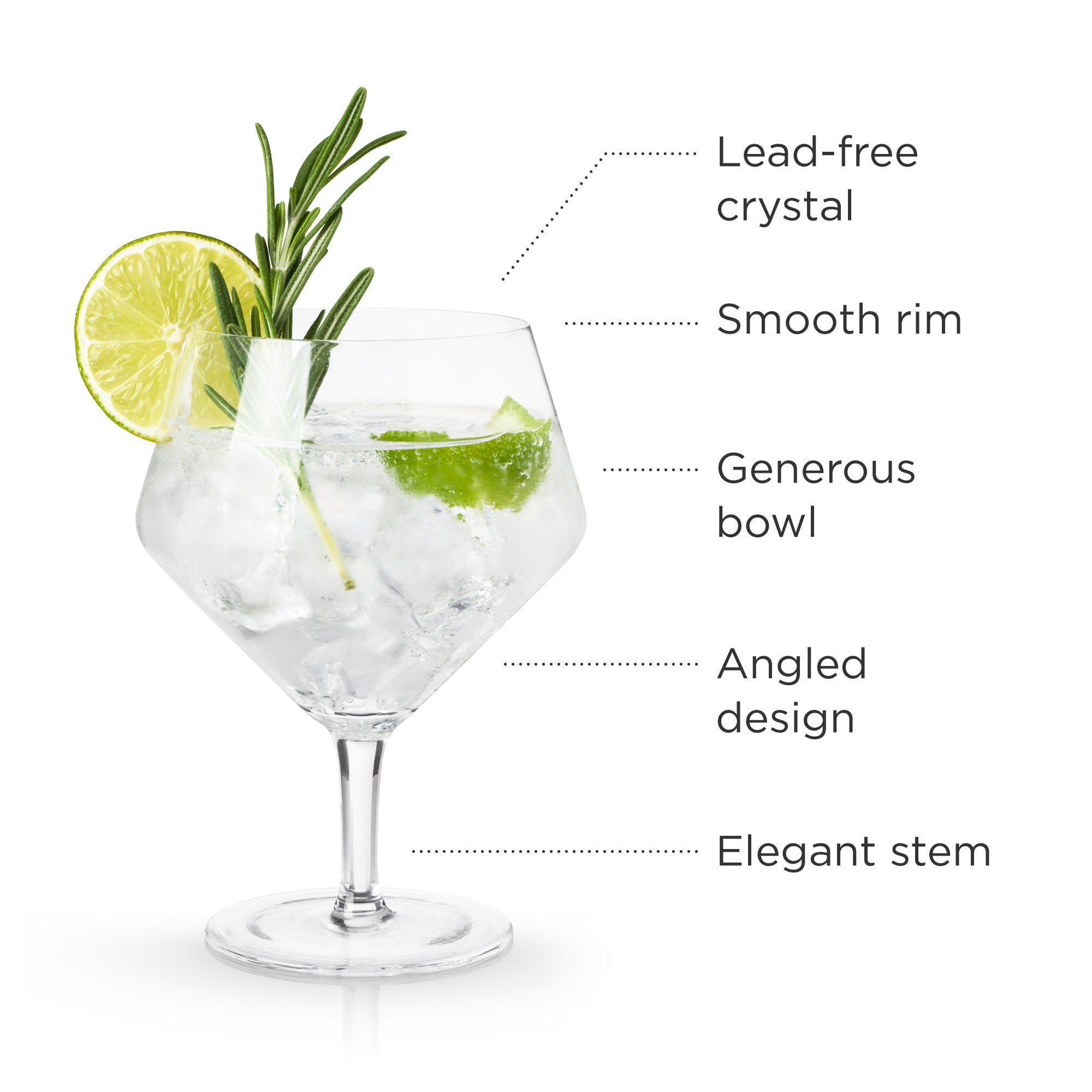 Angled Crystal Gin & Tonic Glasses by Viski® (9418) Drinkware Viski