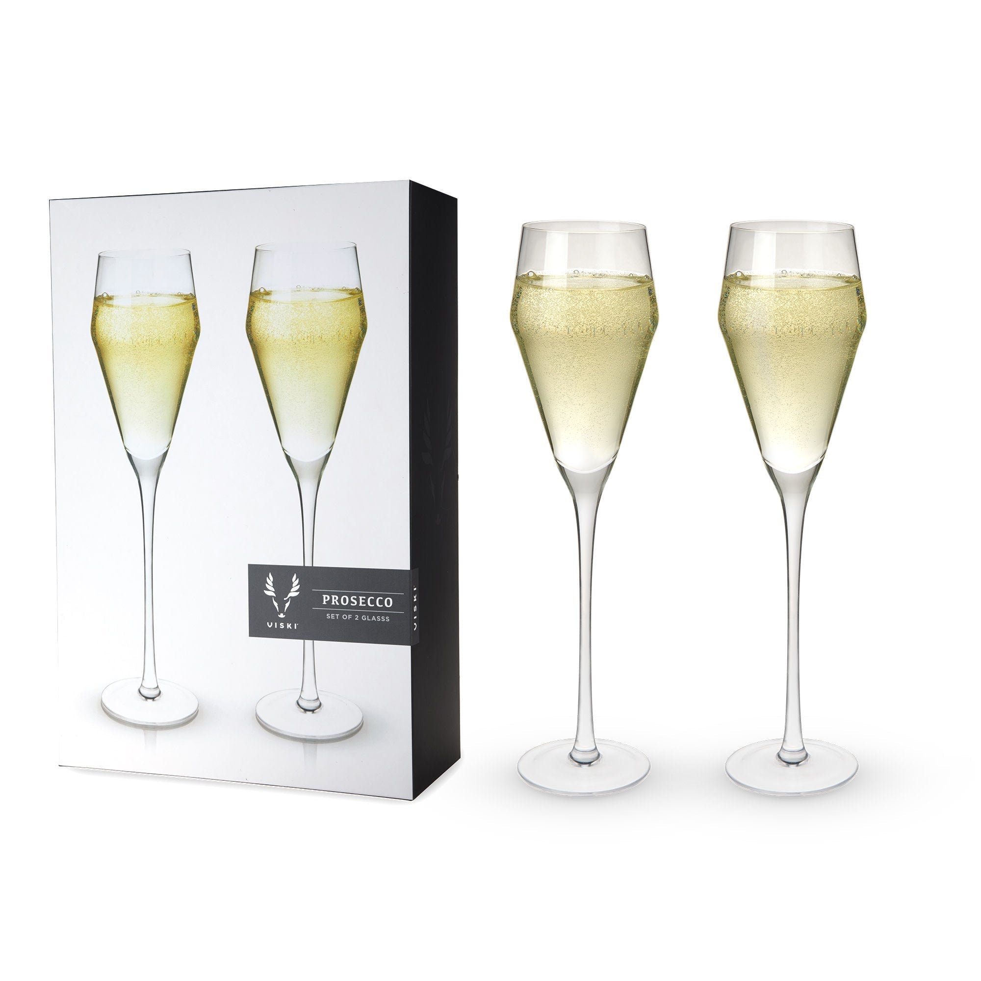 Angled Crystal Prosecco Glasses by Viski® (9426) Drinkware Viski