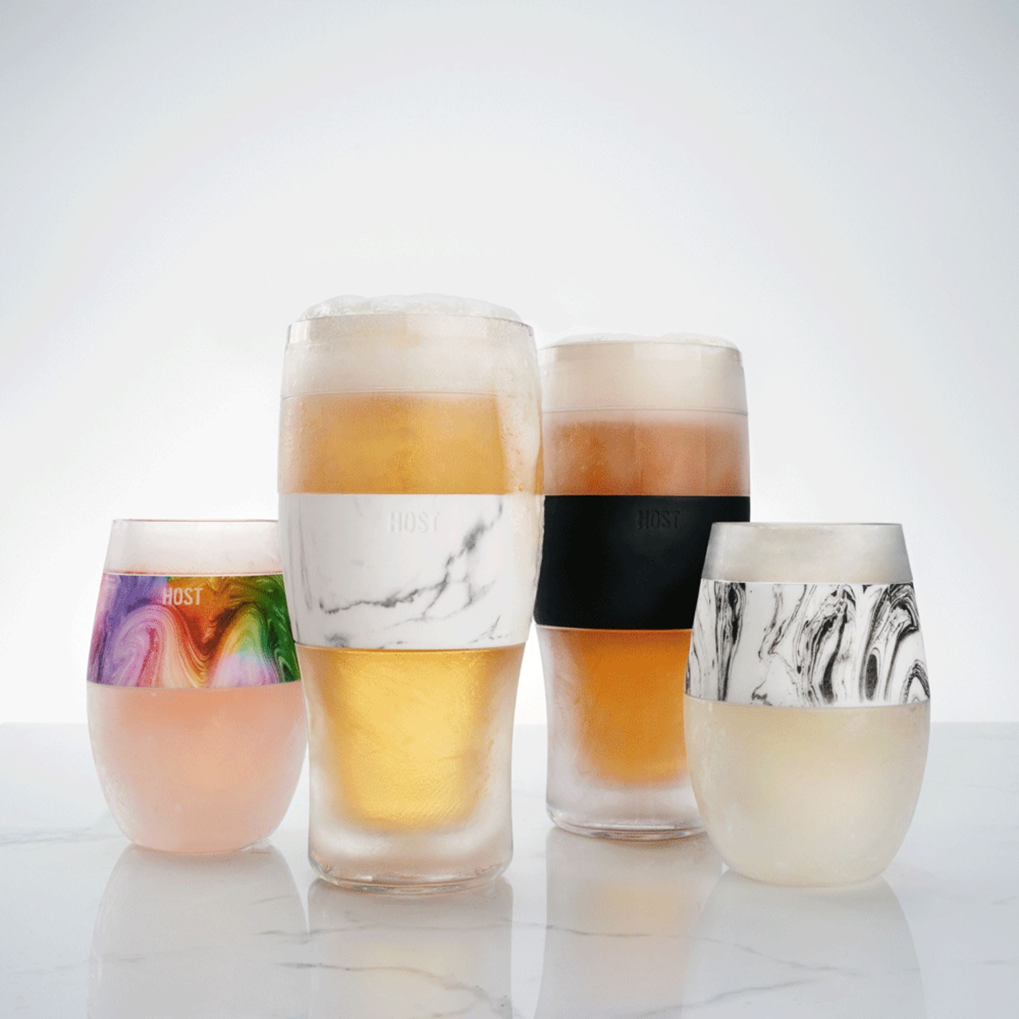 Beer FREEZE™ Cooling Cups (set of 2) in Marble by HOST® (10023) Drinkware HOST