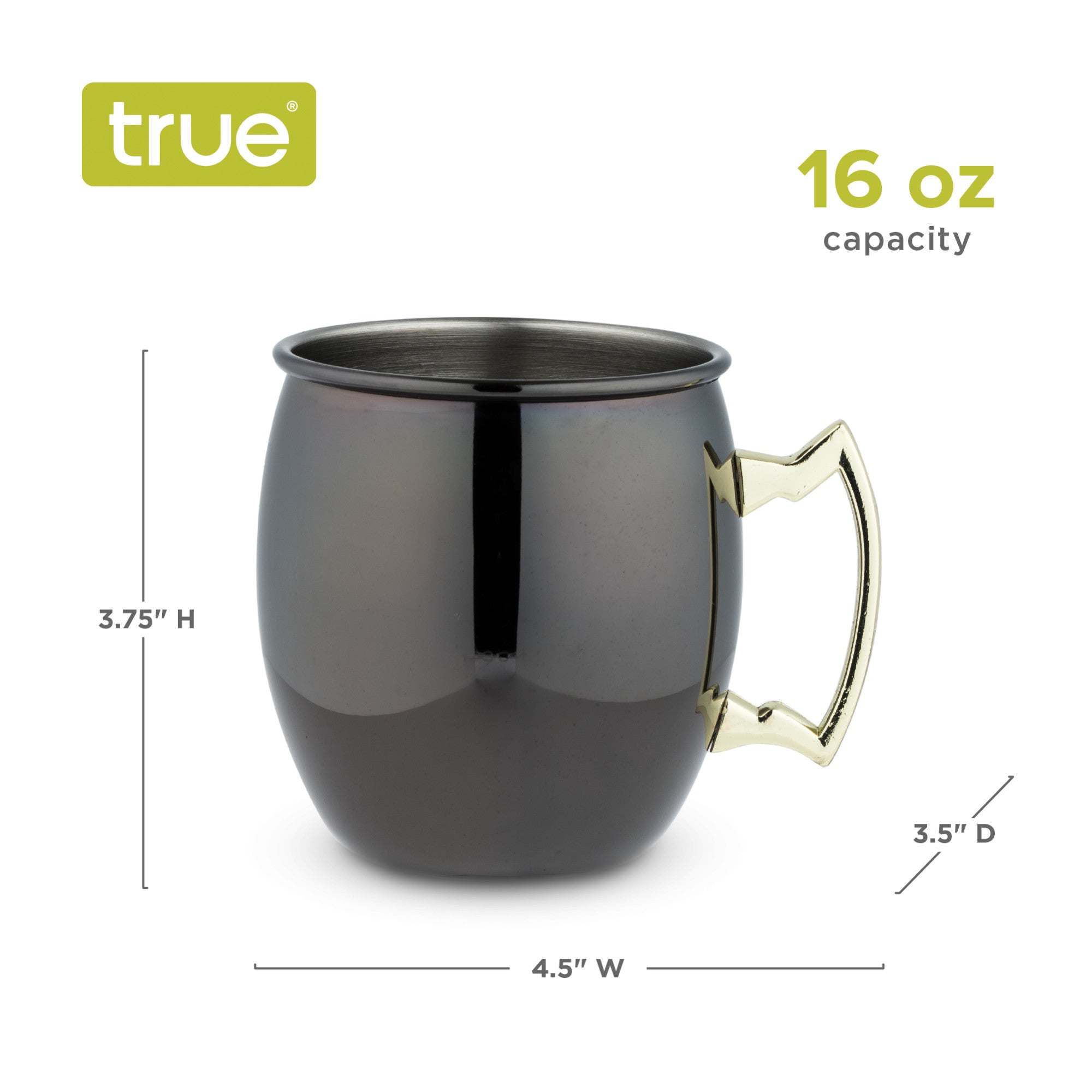 Black Moscow Mule Mug with Gold Handle, 2 Pack, by True (7385) Drinkware True 