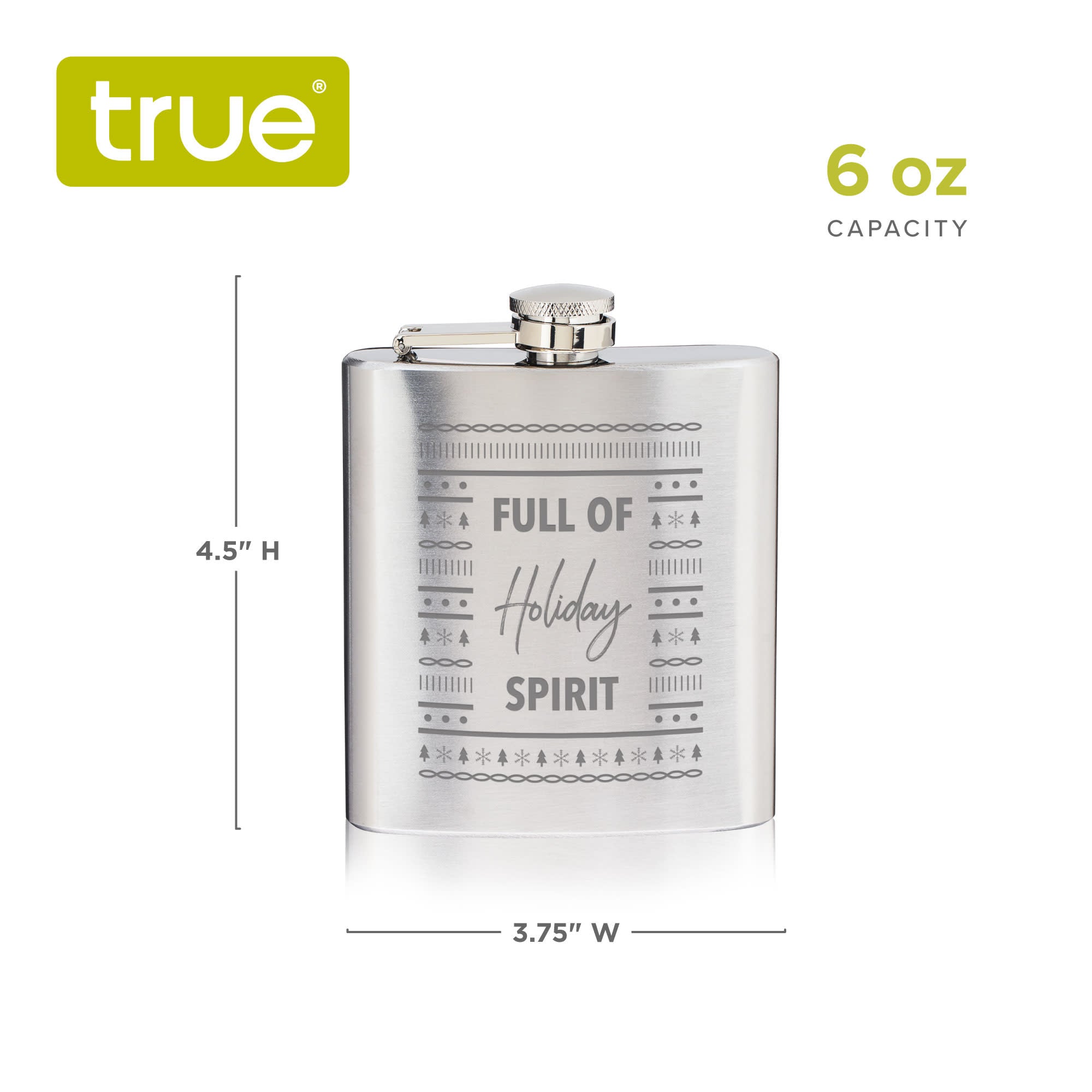 Full of Holiday Spirit Stainless Steel Flask by True (11094)