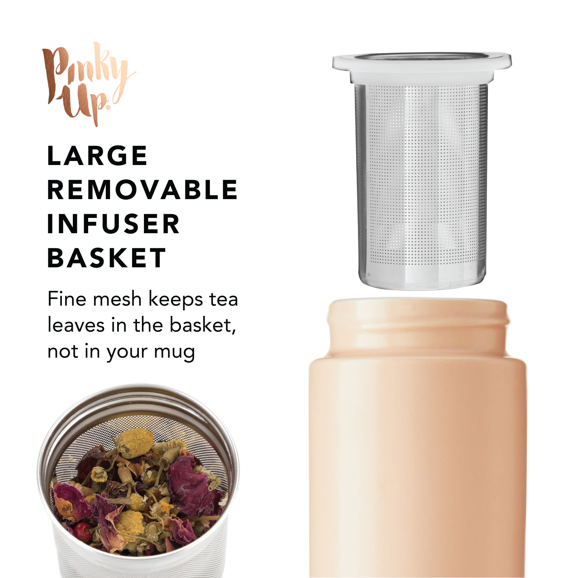 Tatyana Ceramic To-Go Infuser Mug in Coral by Pinky Up (10923)