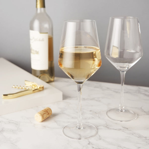 Angled Crystal Chardonnay Glasses (Set of 6) by Viski (10850)