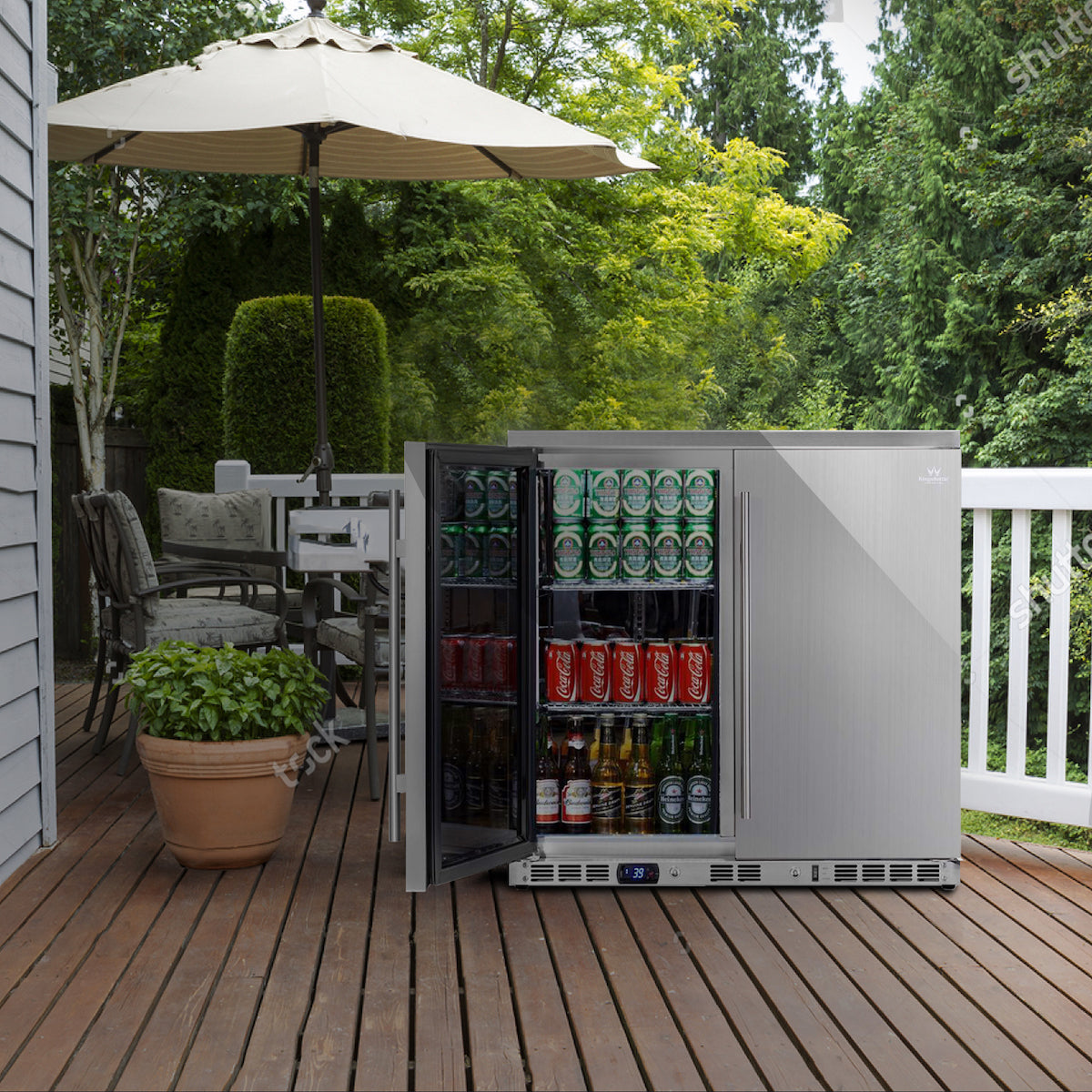 KingsBottle - 36" Outdoor Beverage Center with Solid Stainless Steel French Door (KBU56ASD)
