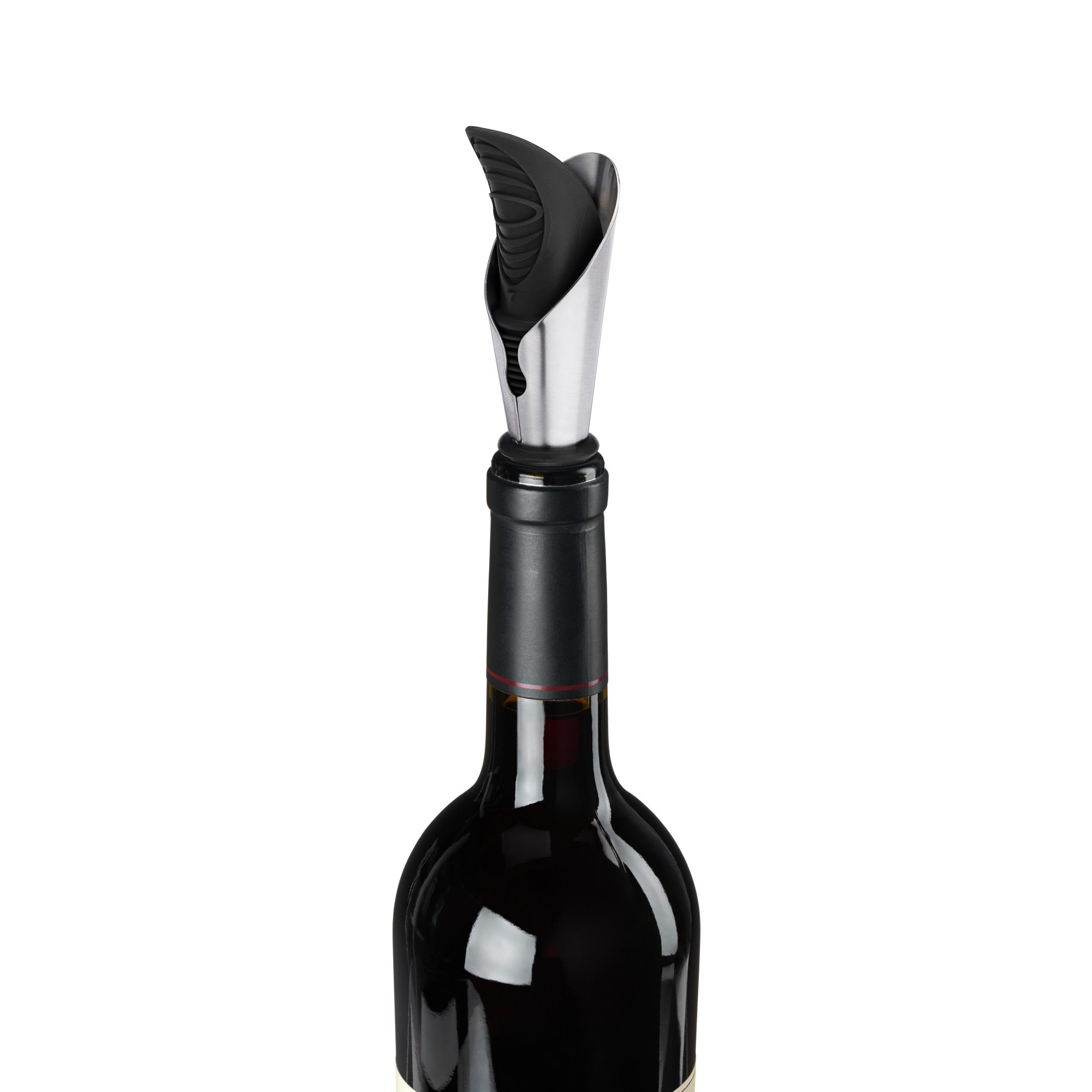 Duo Bottle Stopper And Pour Spout in Black by True (0402) Wine Accessories True