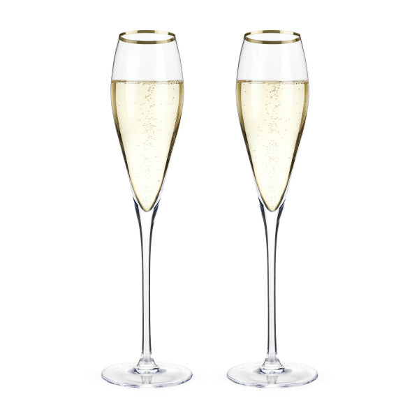 Gold-Rimmed Crystal Champagne Flutes by Viski® (4894)