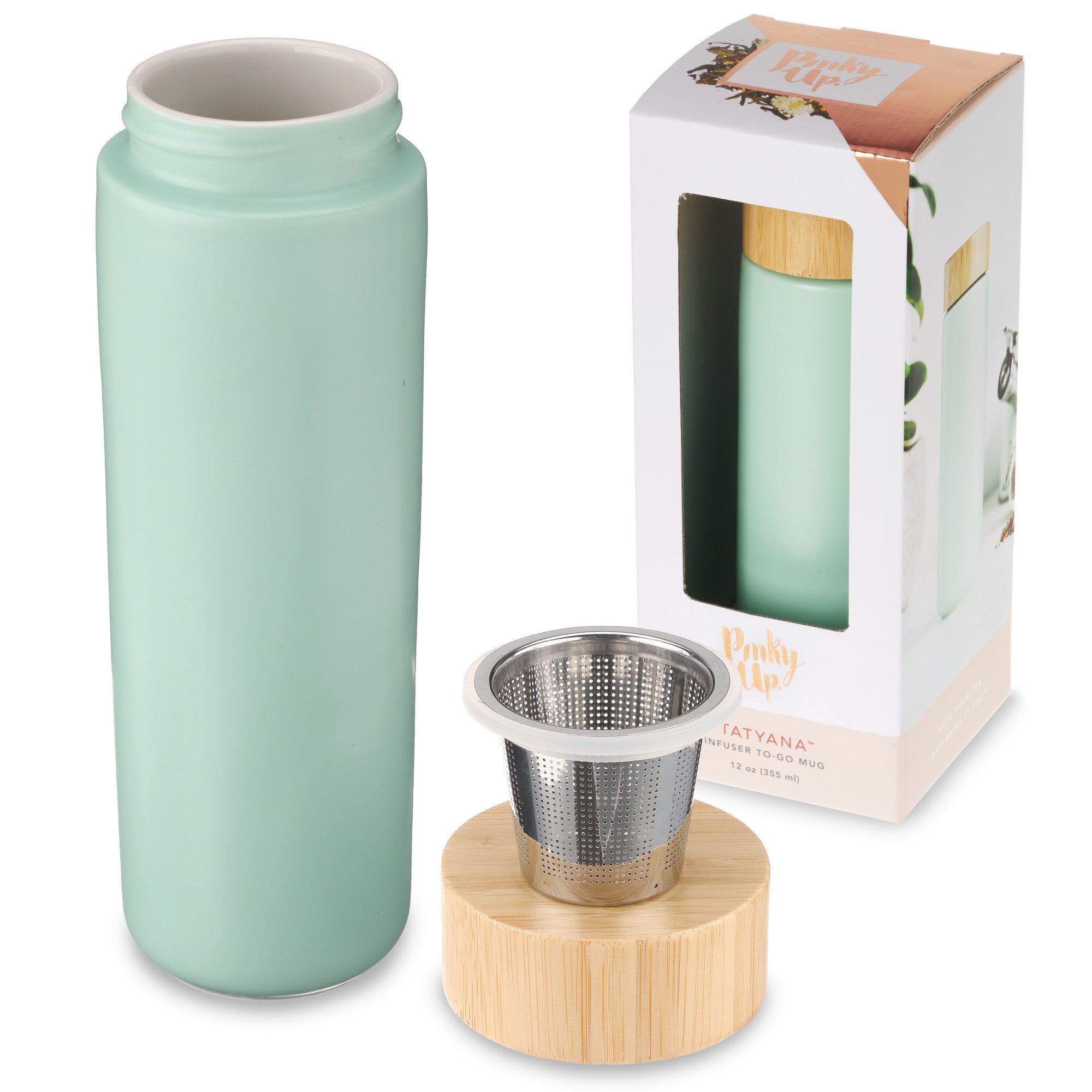 Tatyana Ceramic To-Go Infuser Mug in Turquoise by Pinky Up (10922)