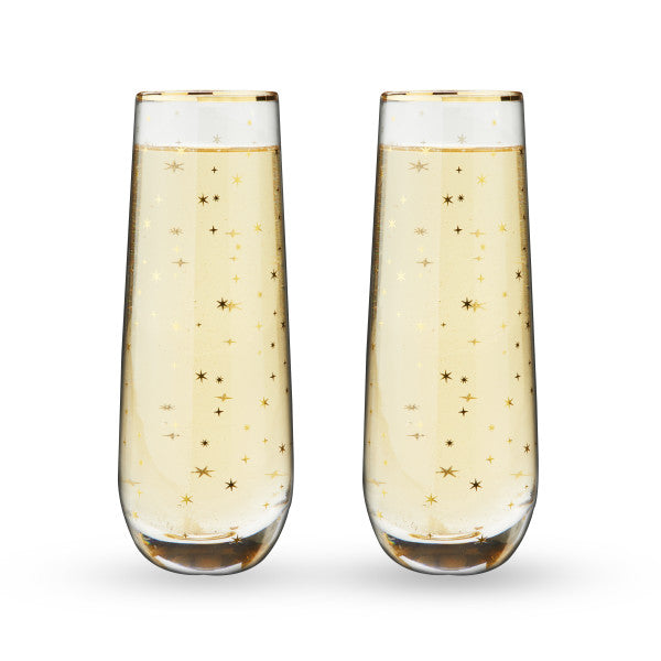 Starlight Stemless Champagne Flute Set by Twine® (10479)