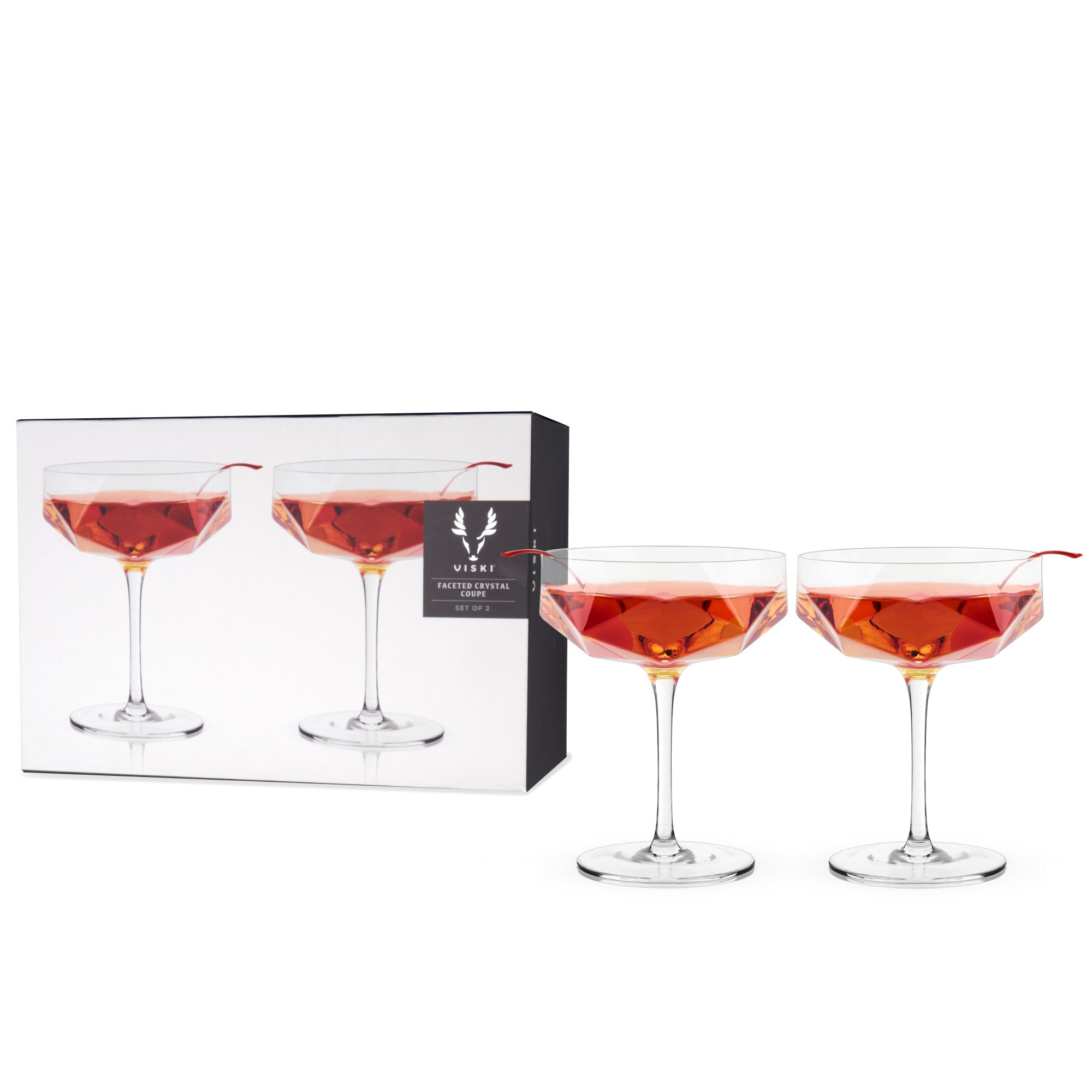 Faceted Crystal Coupes by Viski® (6267) Drinkware Viski