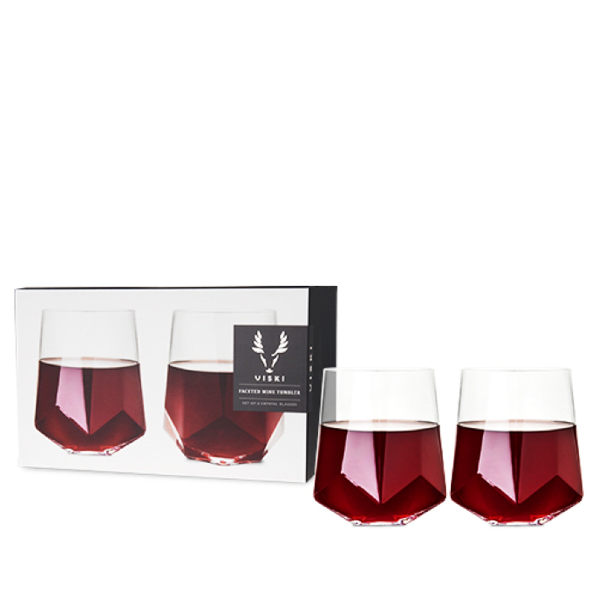 Faceted Crystal Wine Glasses by Viski® (2214) Drinkware Viski