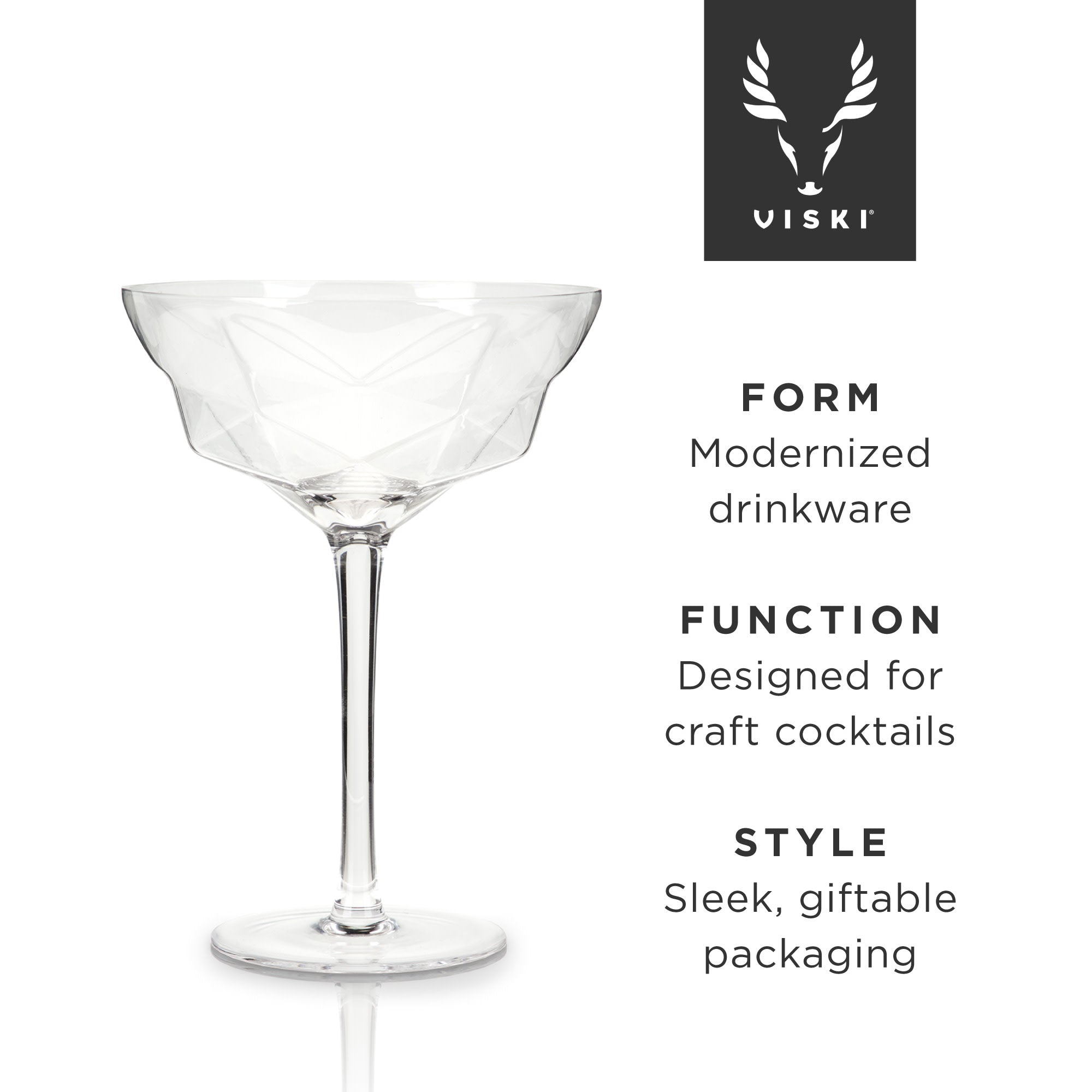 Faceted Martini Glasses by Viski (1066) Drinkware Viski