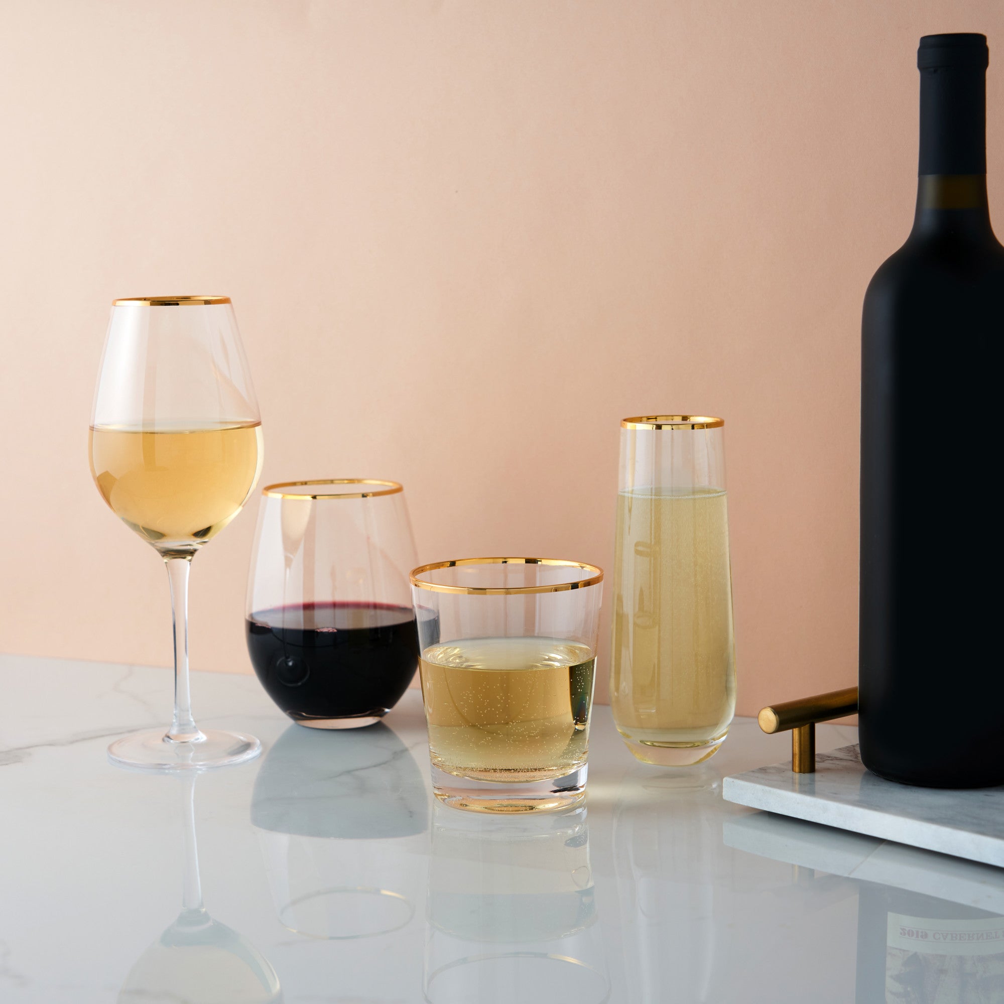 Gilded Glass Tumbler Set by Twine Living® (10757) Drinkware Twine