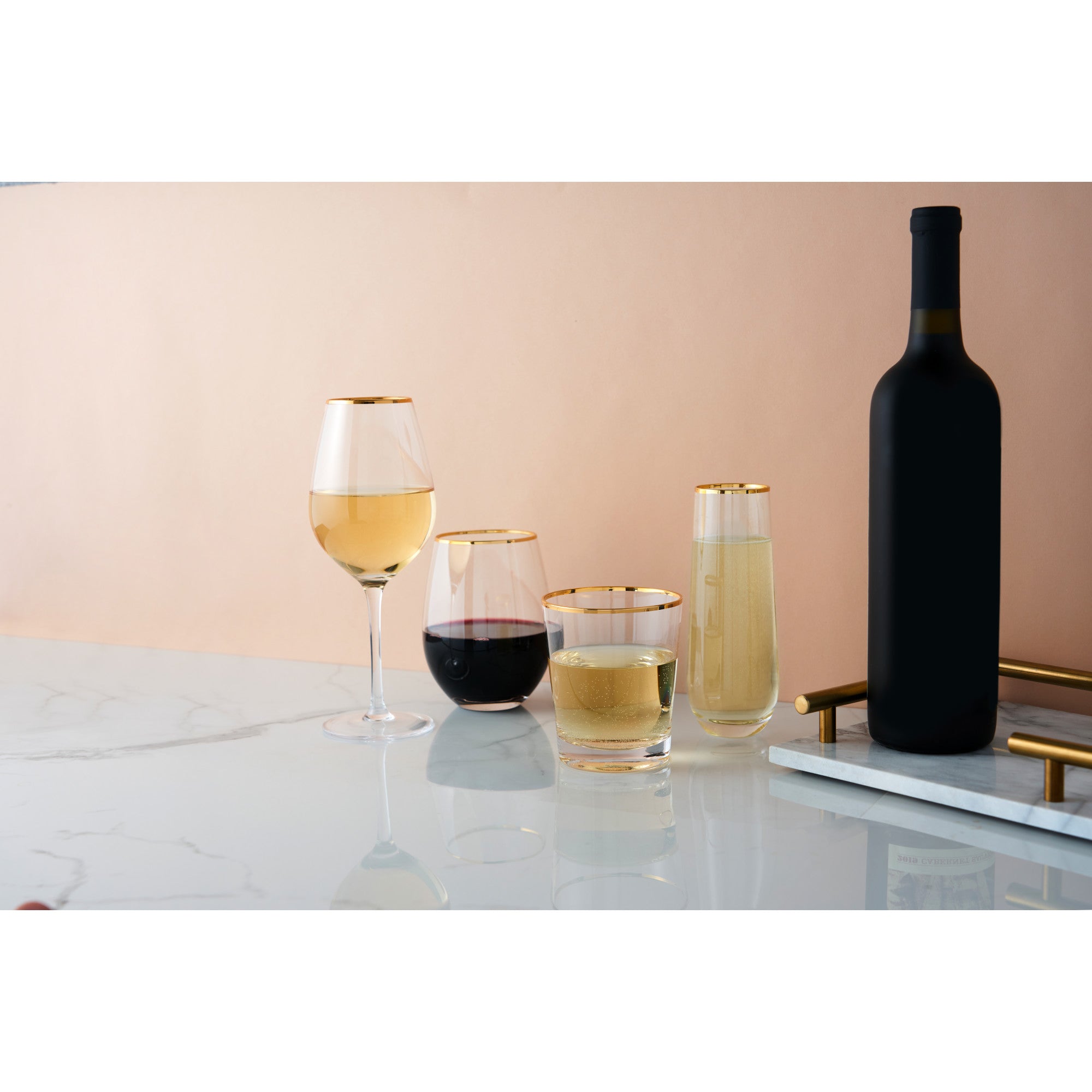 Gilded Stemless Champagne Flute Set by Twine Living® (10759) Drinkware Twine