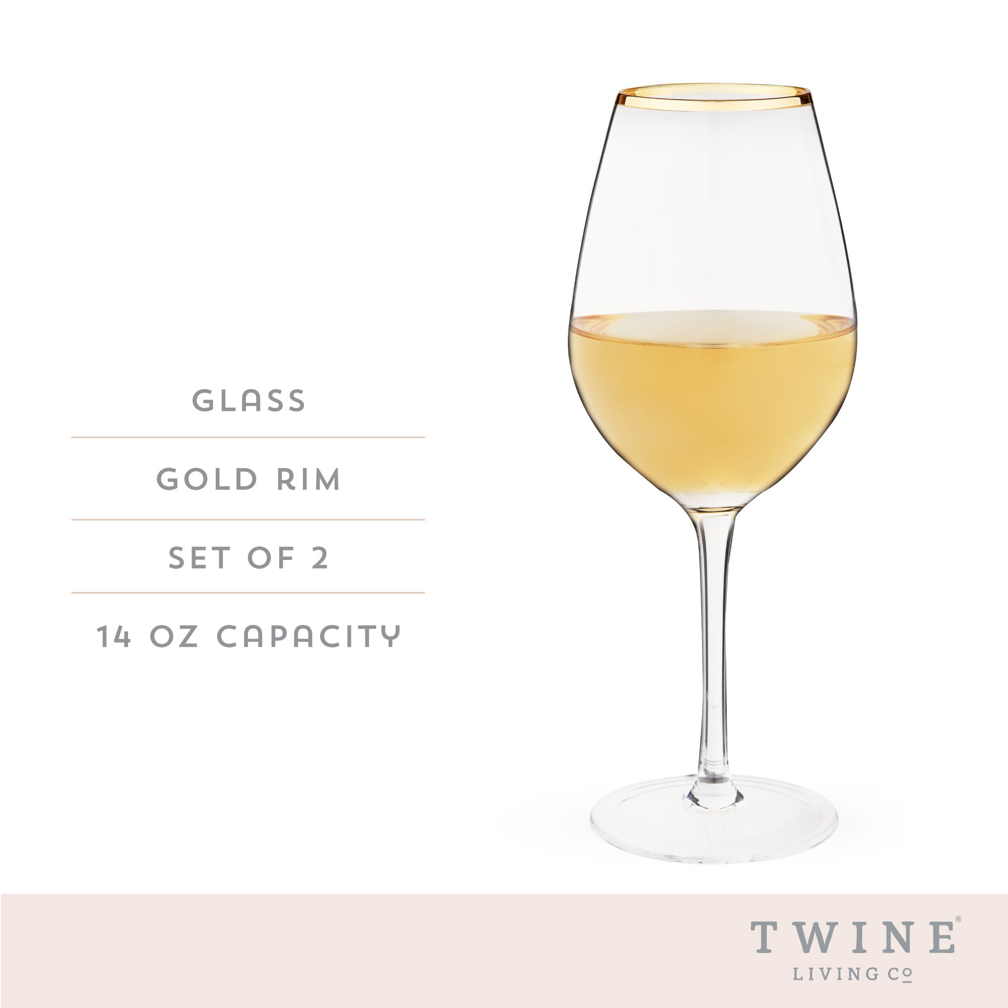 Gilded Stemmed Wine Glass Set by Twine Living® (10760) Drinkware Twine
