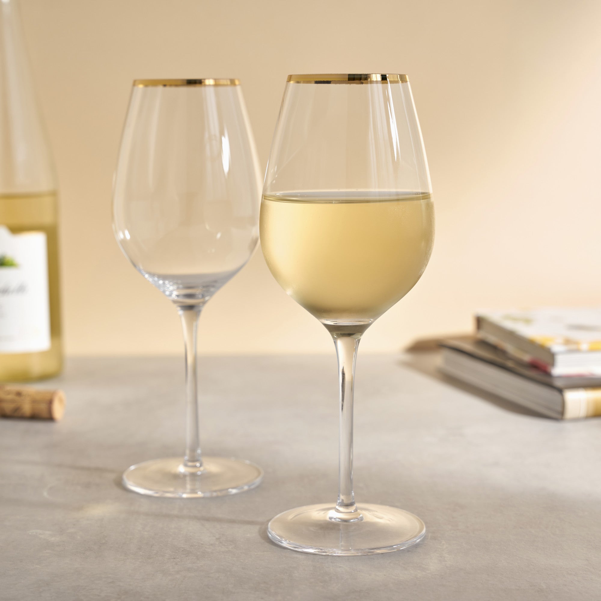 Gilded Stemmed Wine Glass Set by Twine Living® (10760) Drinkware Twine