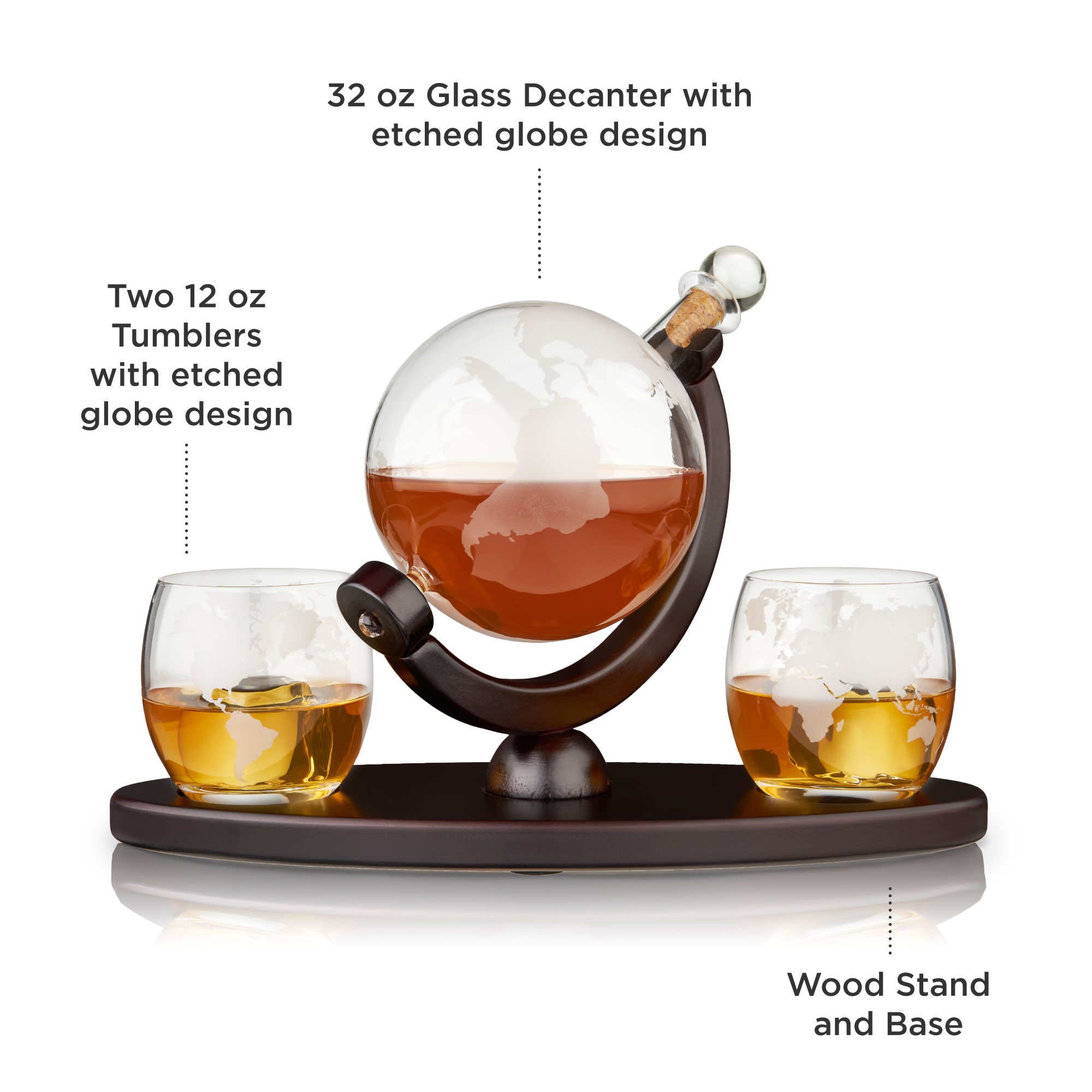 Globe Decanter & Whiskey Tumblers Set by Viski® (5401) Drinkware Viski