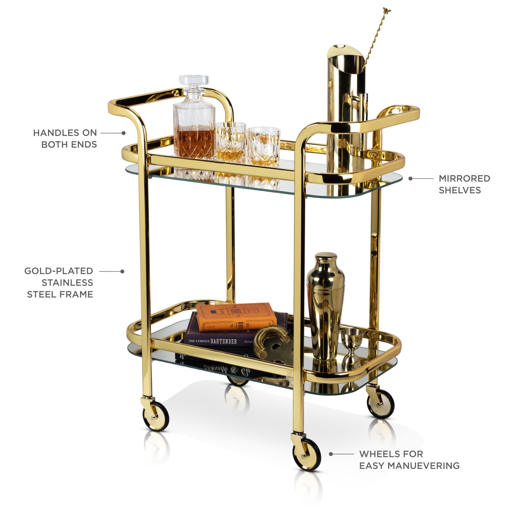 Gold Bar Cart by Viski® (5891) Liquor Accessories Viski
