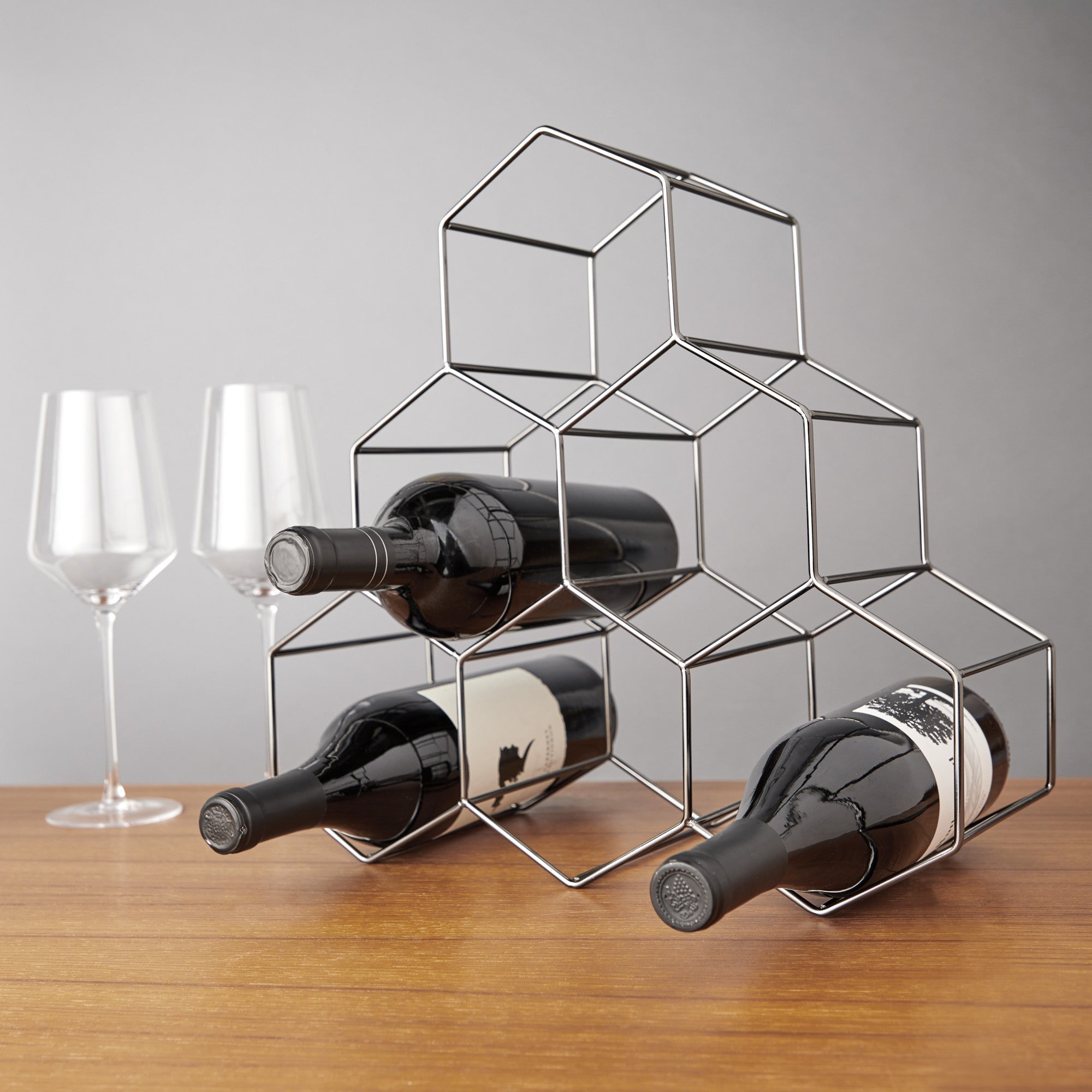 Gunmetal Geo Counter Top Wine Rack by Viski® (10166) Wine Accessories Viski