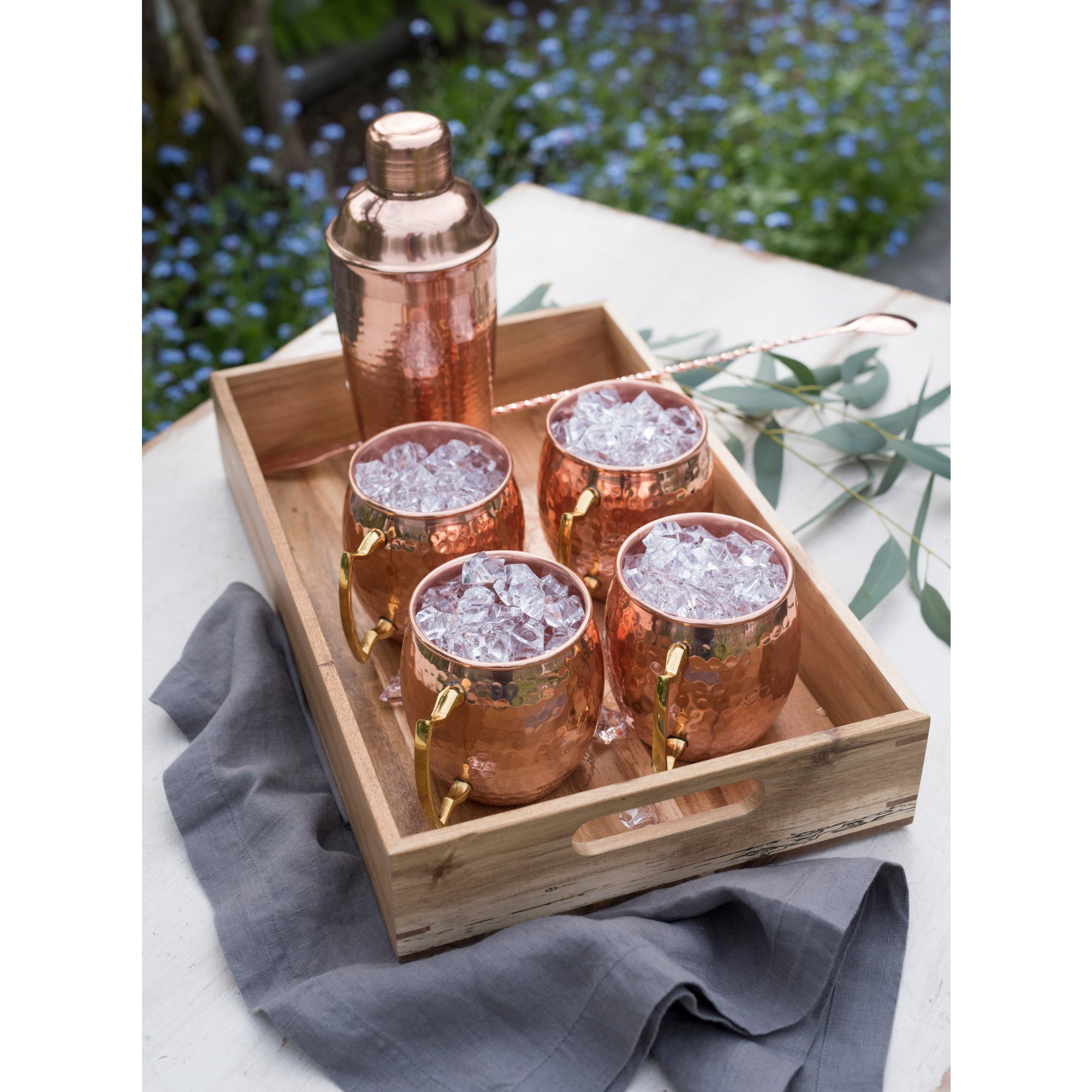 Hammered Copper Bar Set by Twine® (3998) Liquor Accessories Twine