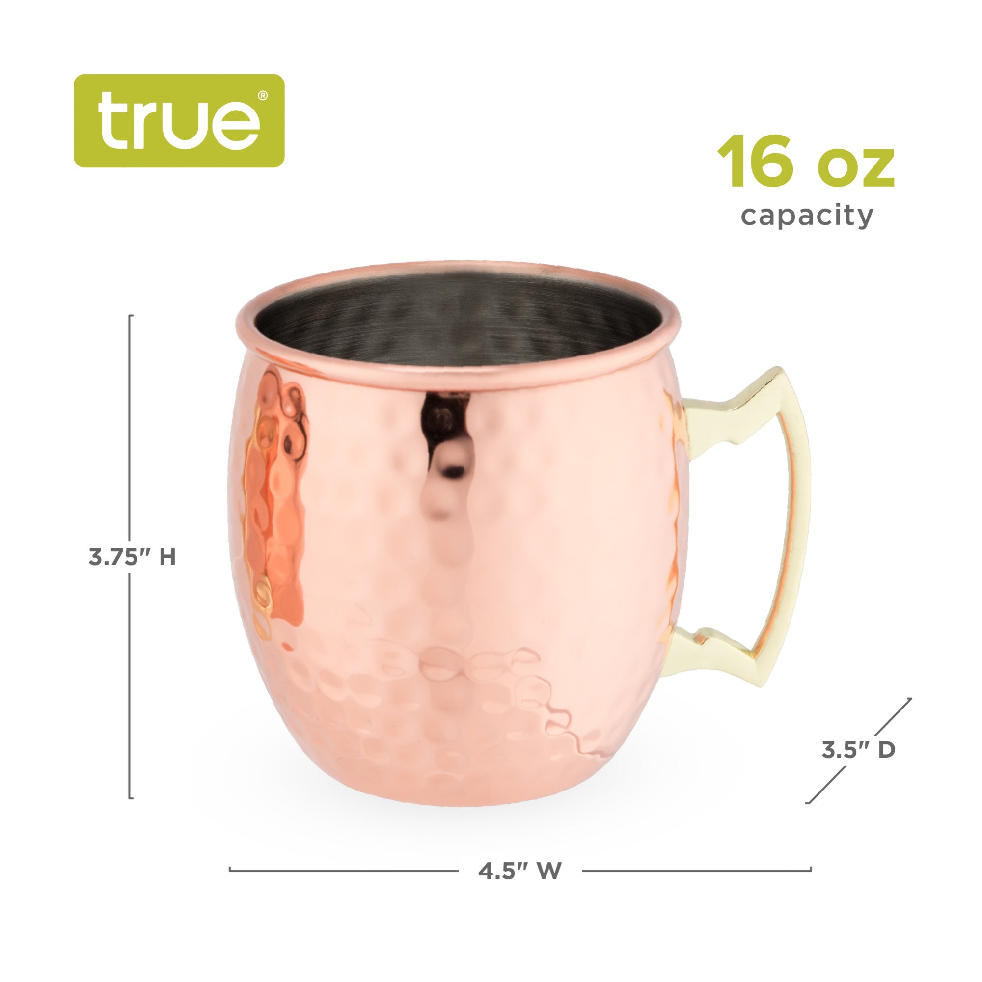 Hammered Moscow Mule Copper Mugs, 2 Pack, by True (7175) Drinkware True 