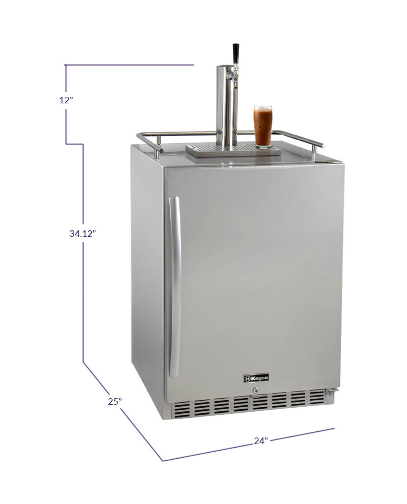 Kegco - 24"  All Stainless Steel Cold Brew Coffee Outdoor Built-in Kegerator (ICHK38SSU)