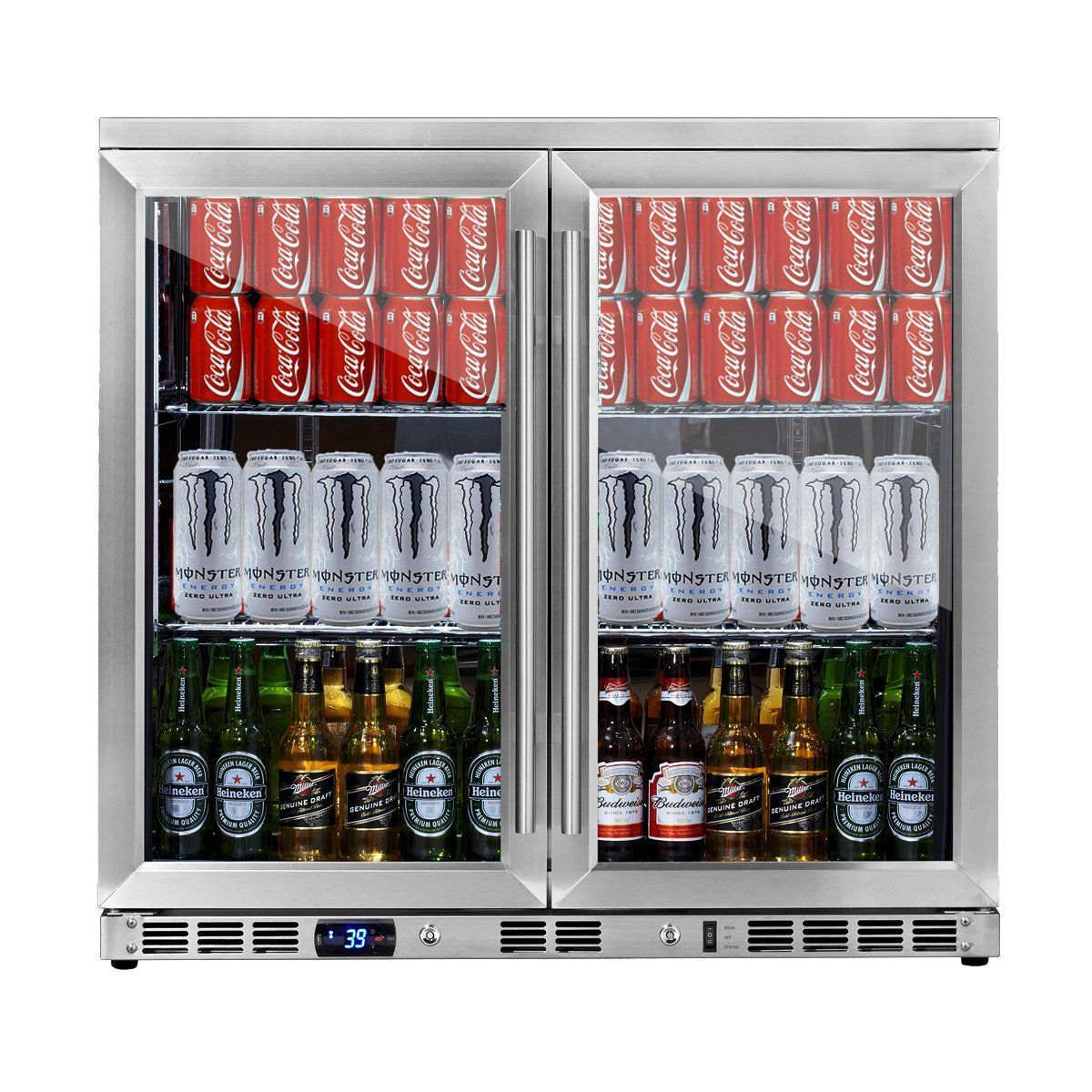 Kingsbottle - 36" Built-in Beverage Center in Stainless Steel with Heated Low-E Glass French Door (KBU56M) Beverage Center KingsBottle 2-Year Warranty (Free) 