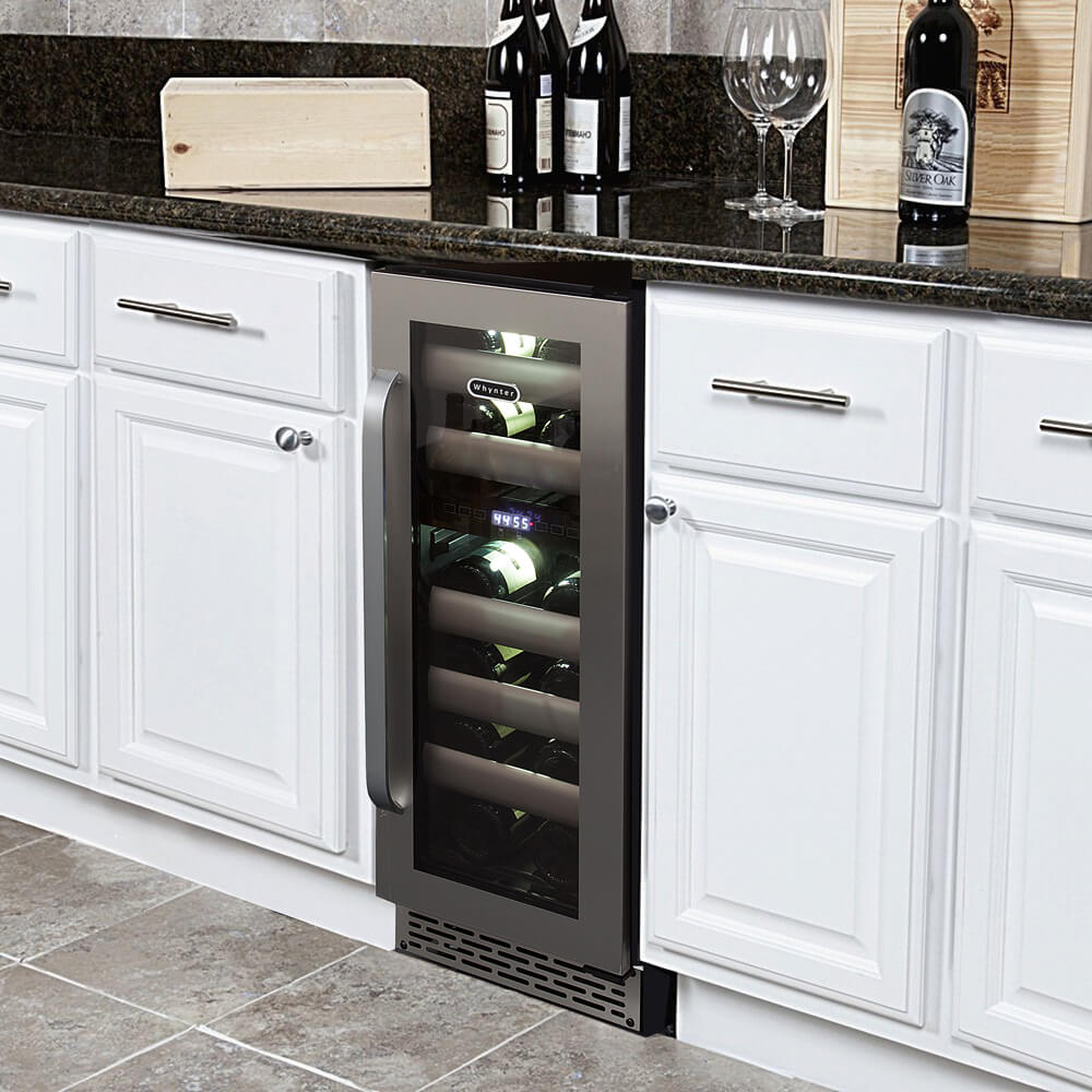 Whynter - 12" Elite Series 17-Bottle Dual-Zone Built-in Stainless Steel Wine Cooler (BWR-171DS)