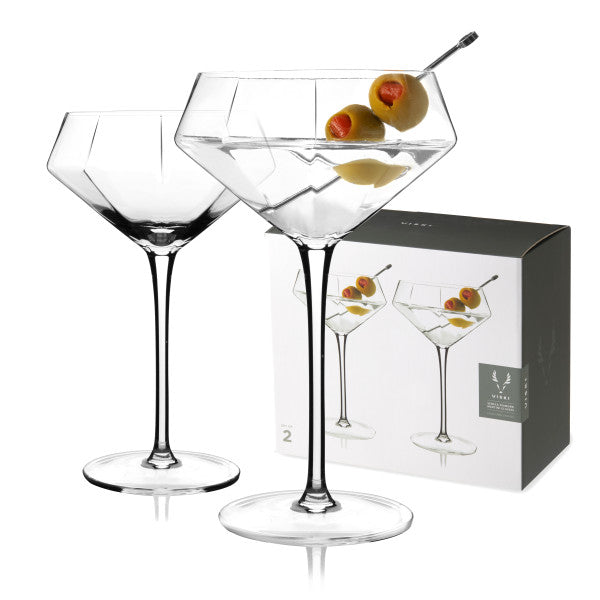 Seneca Diamond Martini Glasses by Viski (11233)