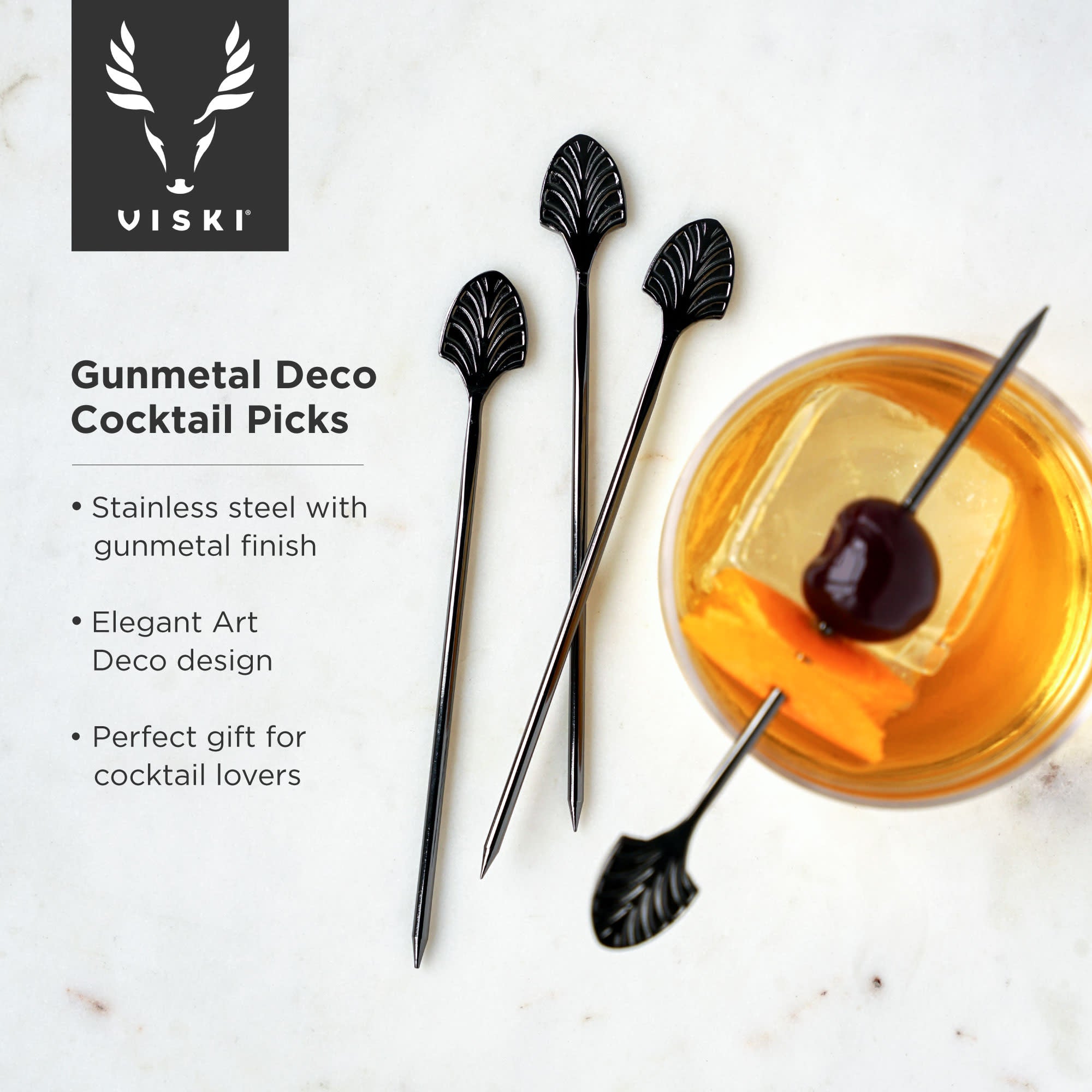 Gunmetal Deco Cocktail Picks by Viski® (9577)