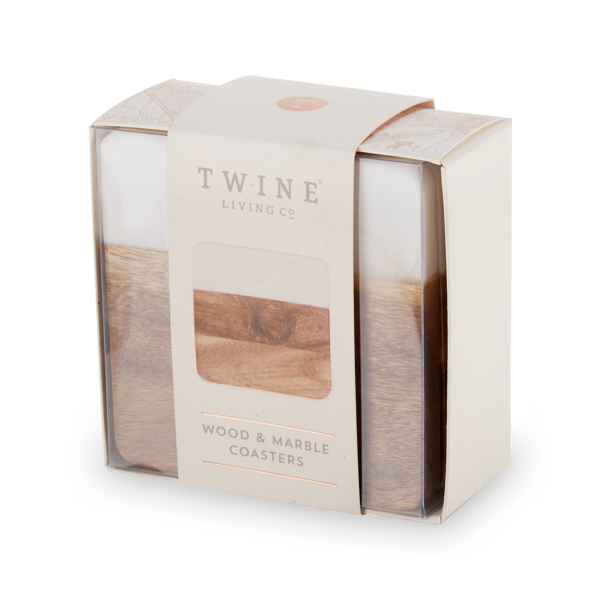 Marble & Acacia Coaster Set by Twine® (7672) Decor & Tabletop Twine