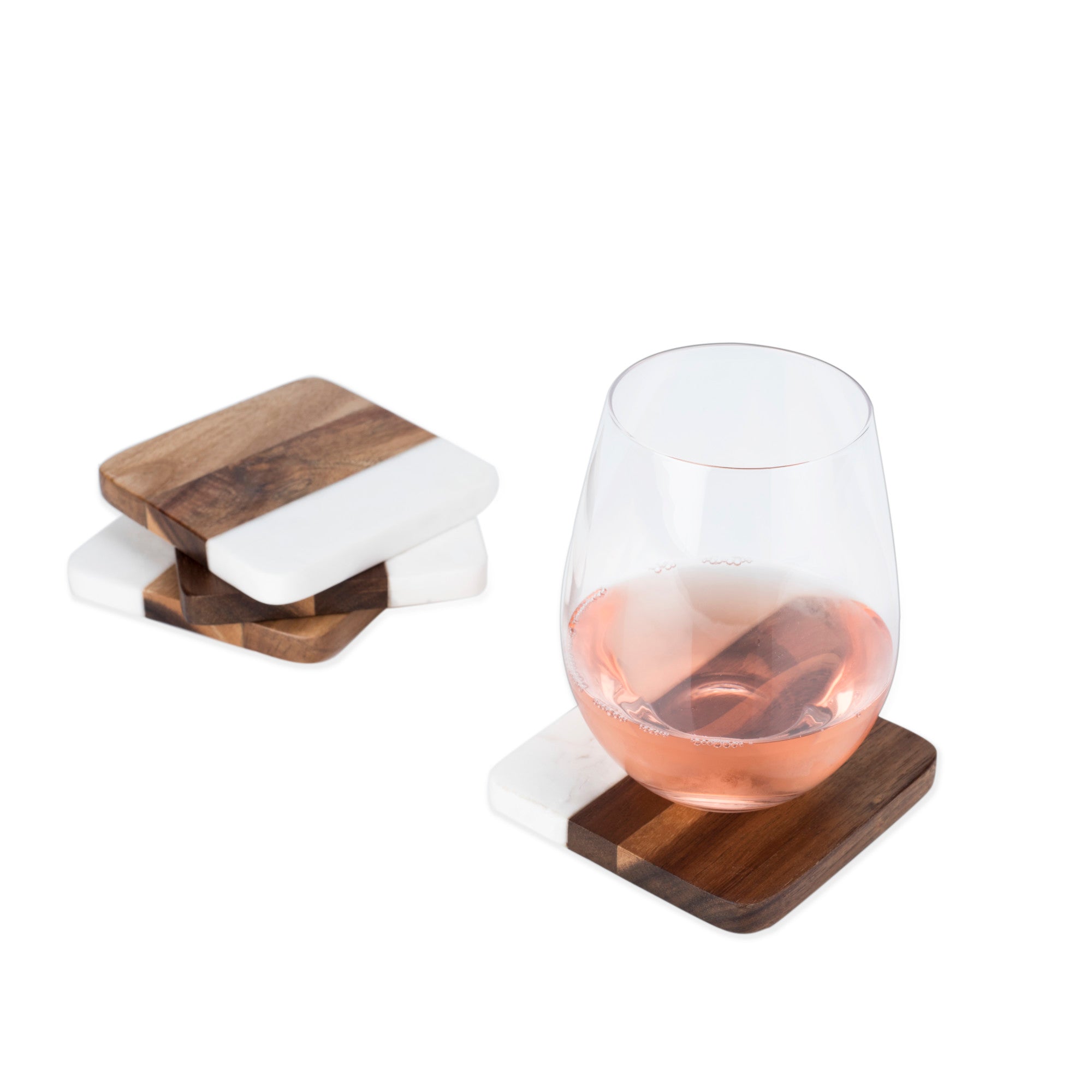 Marble & Acacia Coaster Set by Twine® (7672) Decor & Tabletop Twine