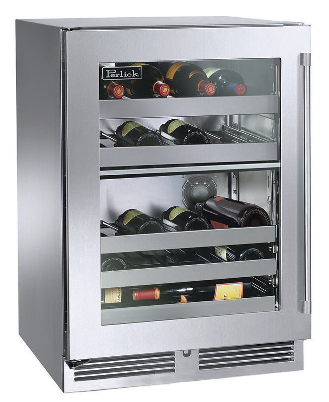 Perlick - 24" 32 Bottles Dual Zone Indoor Undercounter Stainless Steel Wine Cooler (HP24DS-4) Wine Cooler Perlick 