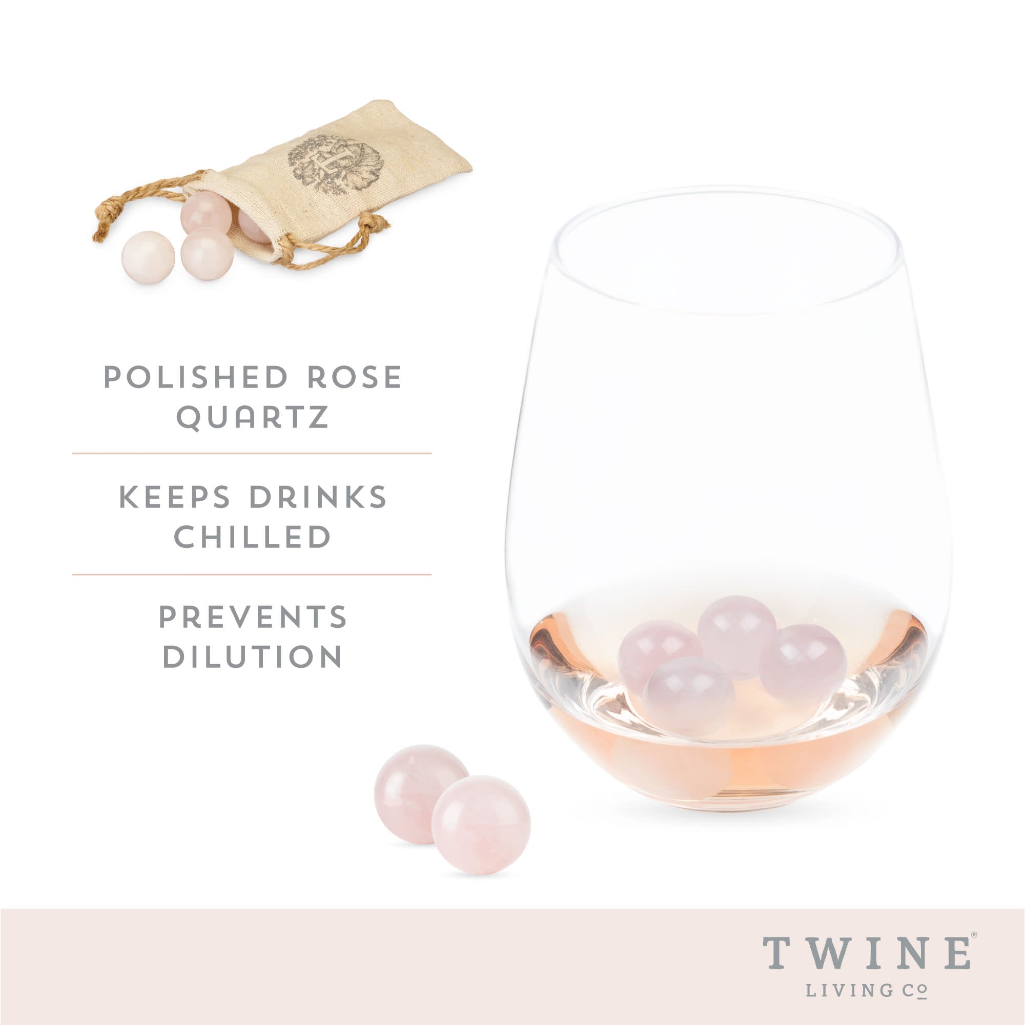 Rose Quartz Wine Gems Set of 6 by Twine Living® (6154) Liquor Accessories Twine