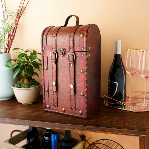 2 Bottle Antique Wooden Wine Box by Twine® (0308)
