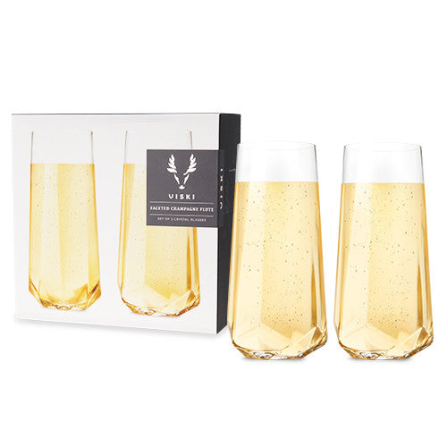 Faceted Crystal Stemless Champagne Flutes by Viski® (2215)