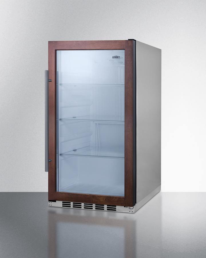 Summit 19" Wide Shallow Depth Glass Door Beverage Center, Stainless Steel/Panel Ready Cabinet, Reversible Door (SPR489OSCSS) Beverage Center Summit Panel Ready 