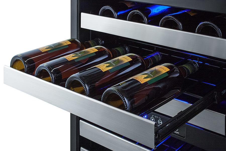 Summit 24" Wide 46 Bottles Dual Zone Wine Cooler in Tempered Glass Stainless Steel Door Frame, Black/Stainless Steel/Panel Ready Cabinet (SWC532BLBIST) Wine Cooler Summit 