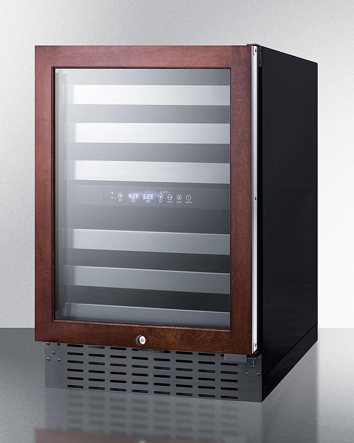 Summit 24" Wide 46 Bottles Dual Zone Wine Cooler in Tempered Glass Stainless Steel Door Frame, Black/Stainless Steel/Panel Ready Cabinet (SWC532BLBIST) Wine Cooler Summit Panel Ready 