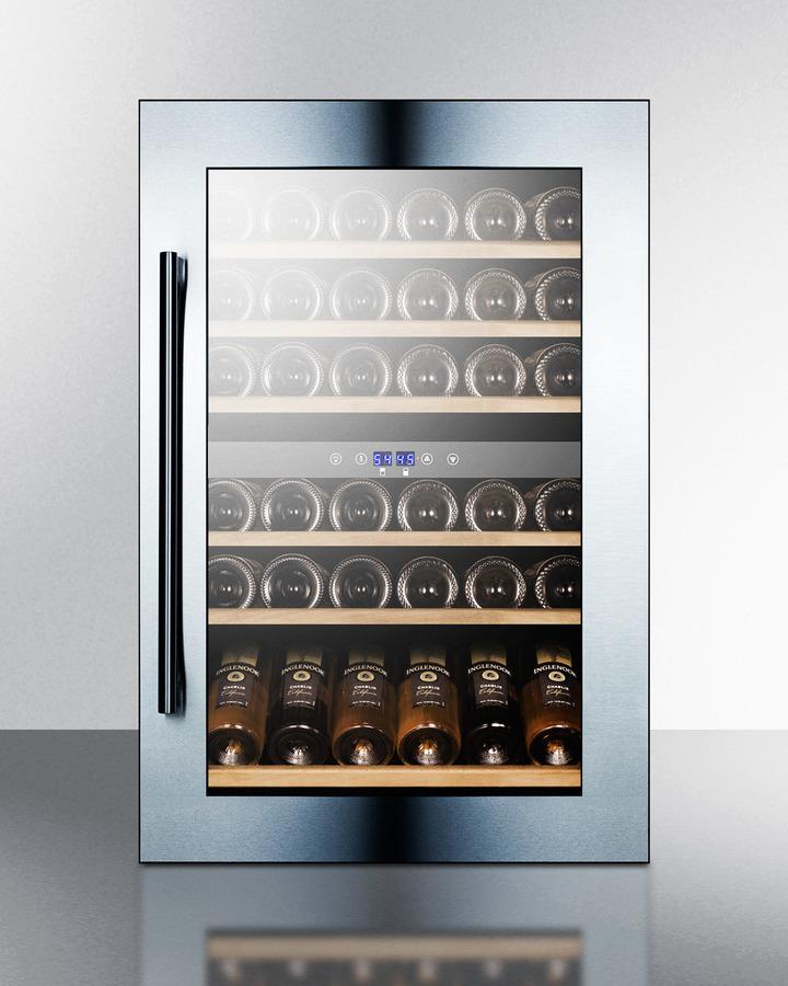 Summit 24" Wide 51 Bottles Dual Zone Integrated Wine Cooler with Tempered Glass Door Stainless Steel Frame (VC60D) Wine Cooler Summit 