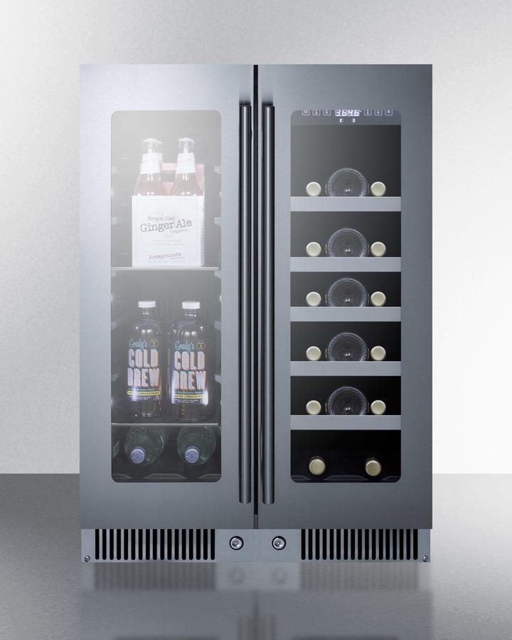 Summit 24" Dual-Zone Black Cabinet with Stainless Steel Glass Door Frame Wine and Beverage Center (CLFD243WBV) Wine Cooler Summit 