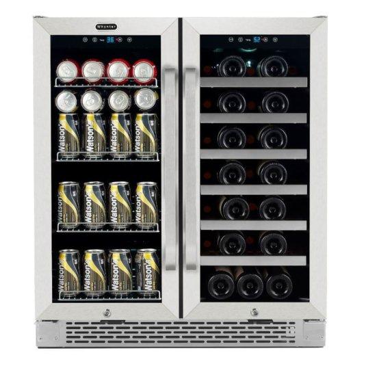 Whynter - 33 Bottles/88 Can Dual Zone Wine and Beverage Center with French Door (BWB-3388FDS) Beverage Center Whynter
